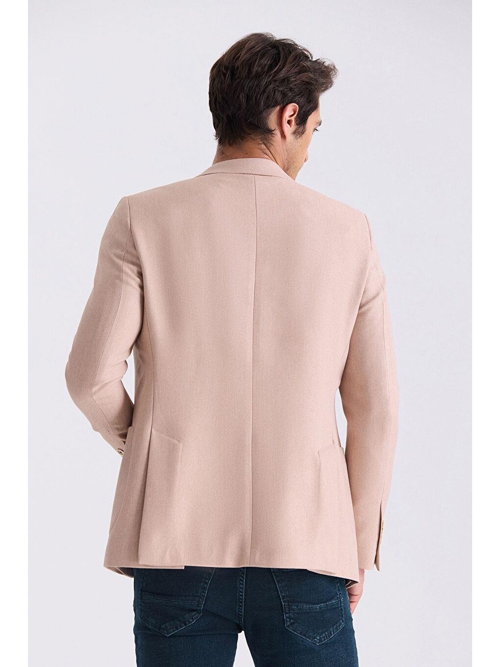 Bej Slim Fit Sivri Yaka Yazlık Spor Ceket-3