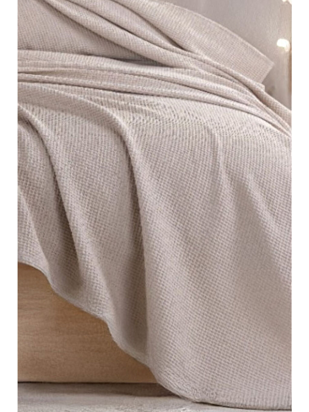UPSTYLE Bej Ecocel Pike Örtü Çift Kişilik 200x230cm Karde Vizon Gri - 1