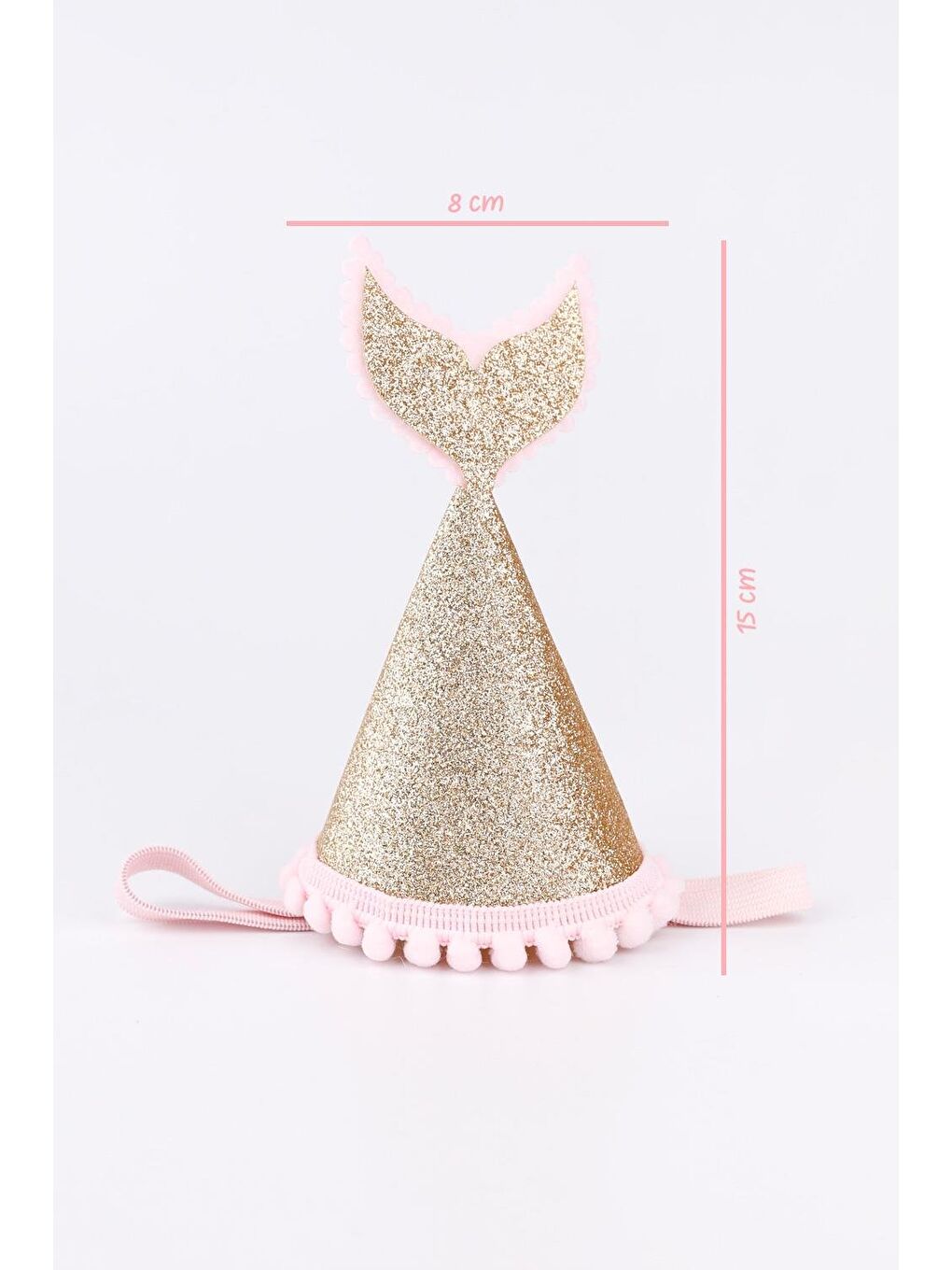 Pembe  Deniz Kızı Kuyruğu Lastikli Kız Çocuk Huni Taç-2