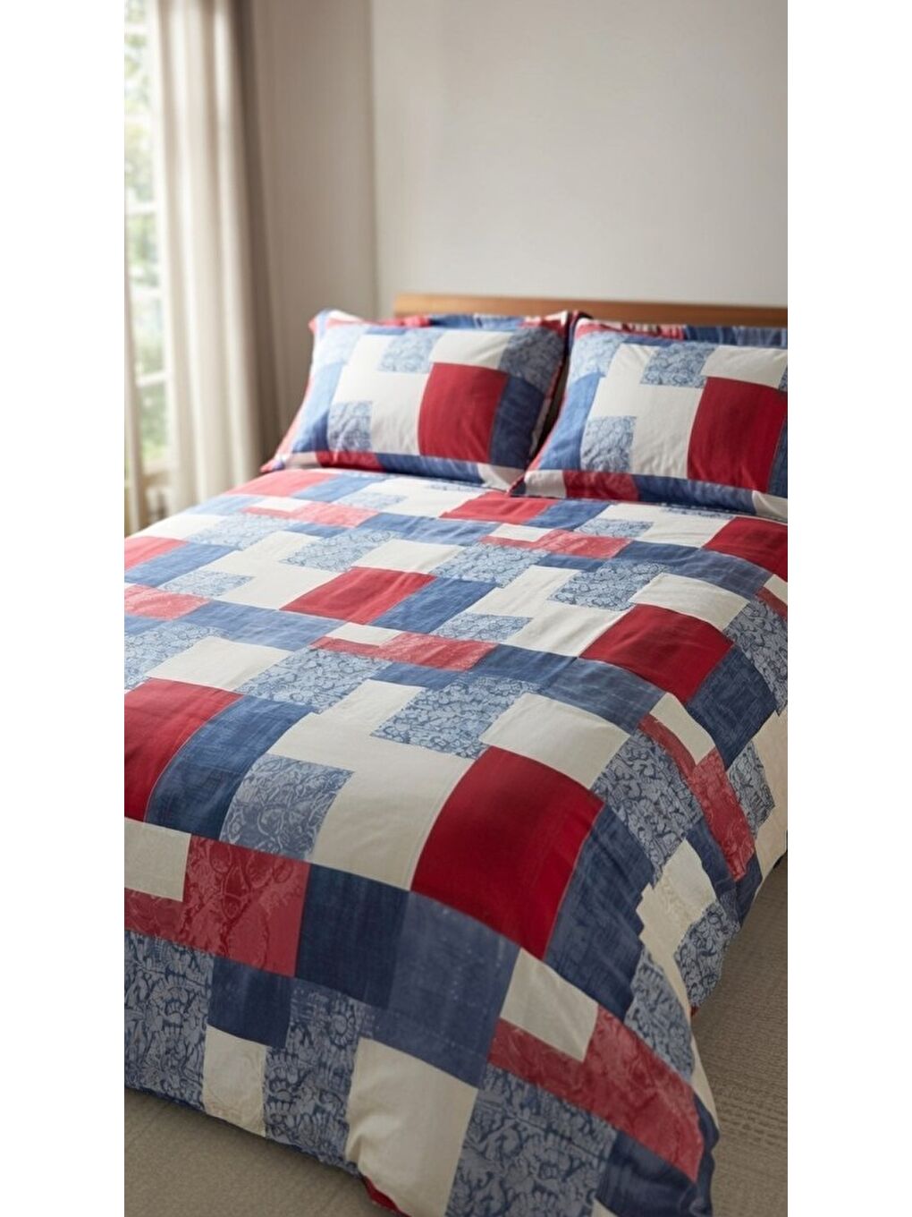 Kırmızı Florya Çift Kişilik Nevresim Takımı 200x220 cm-1