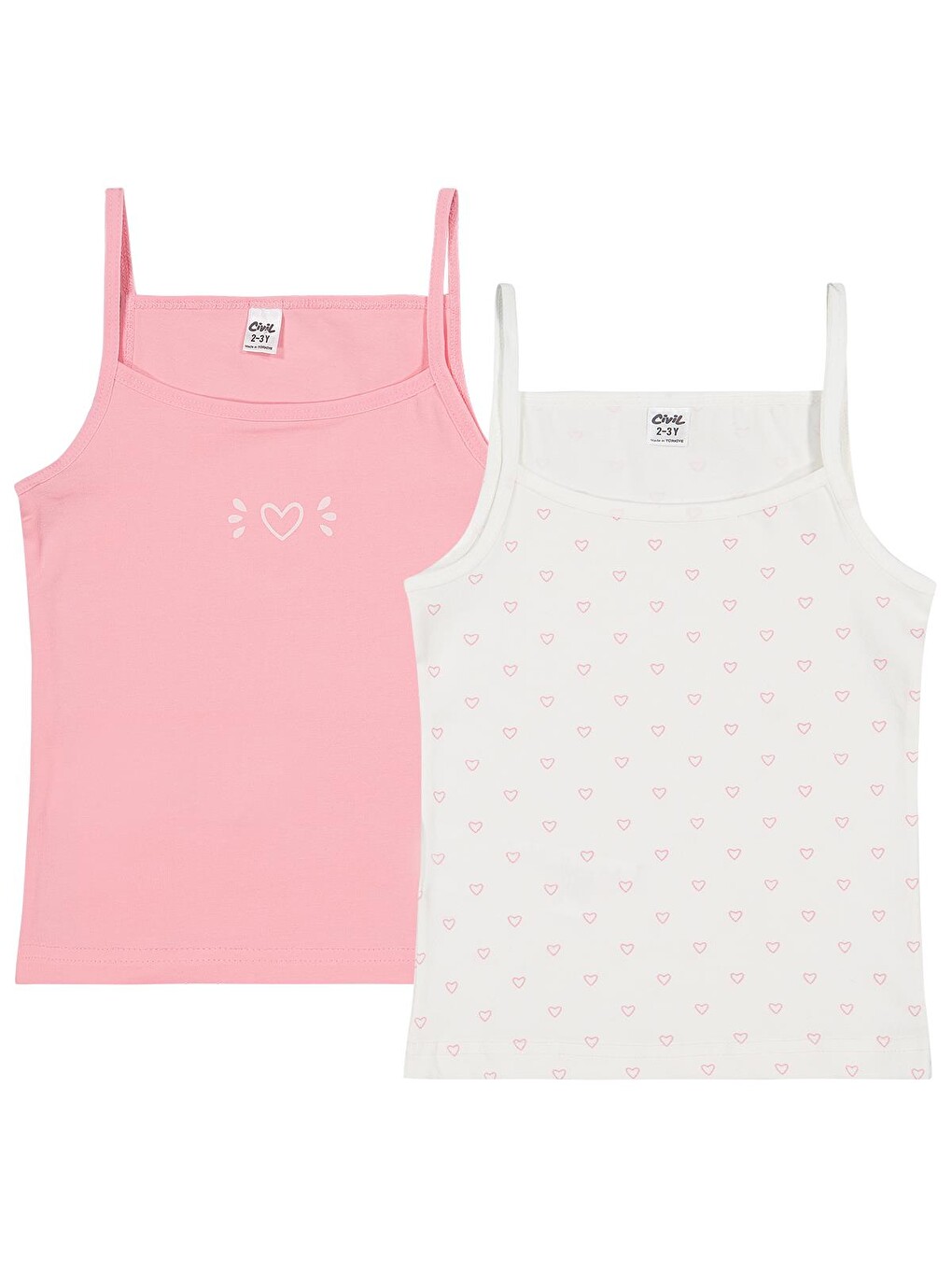Beyaz Girls Kalp 2-10 Yaş Kız Çocuk 2'li Atlet - Standart