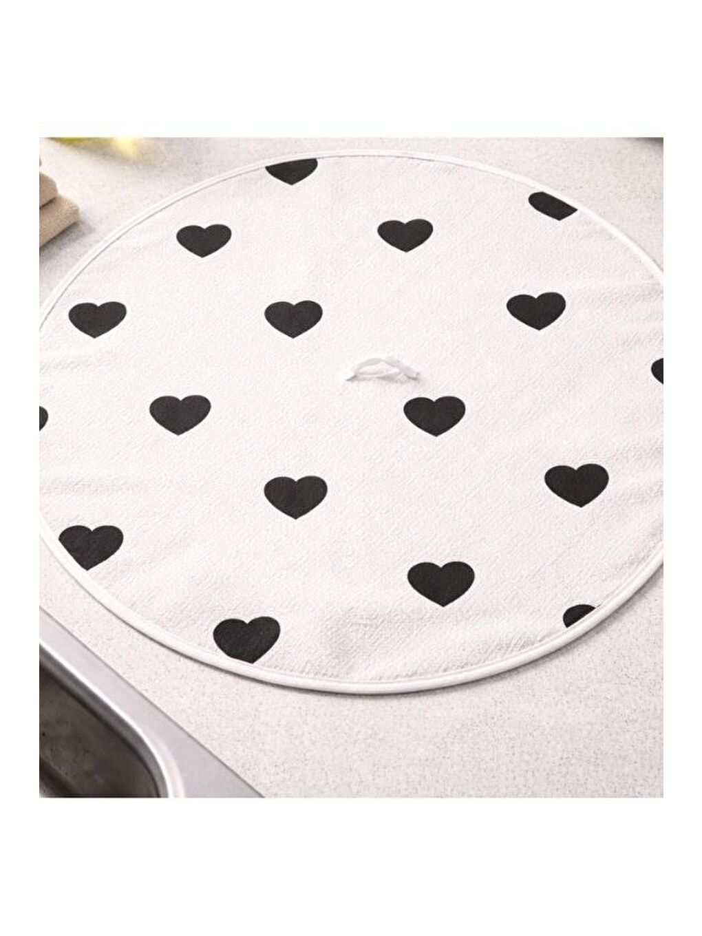 Siyah Yuvarlak Mutfak Kurulama Bezi – Askılı, Çok Amaçlı 70 Cm-1