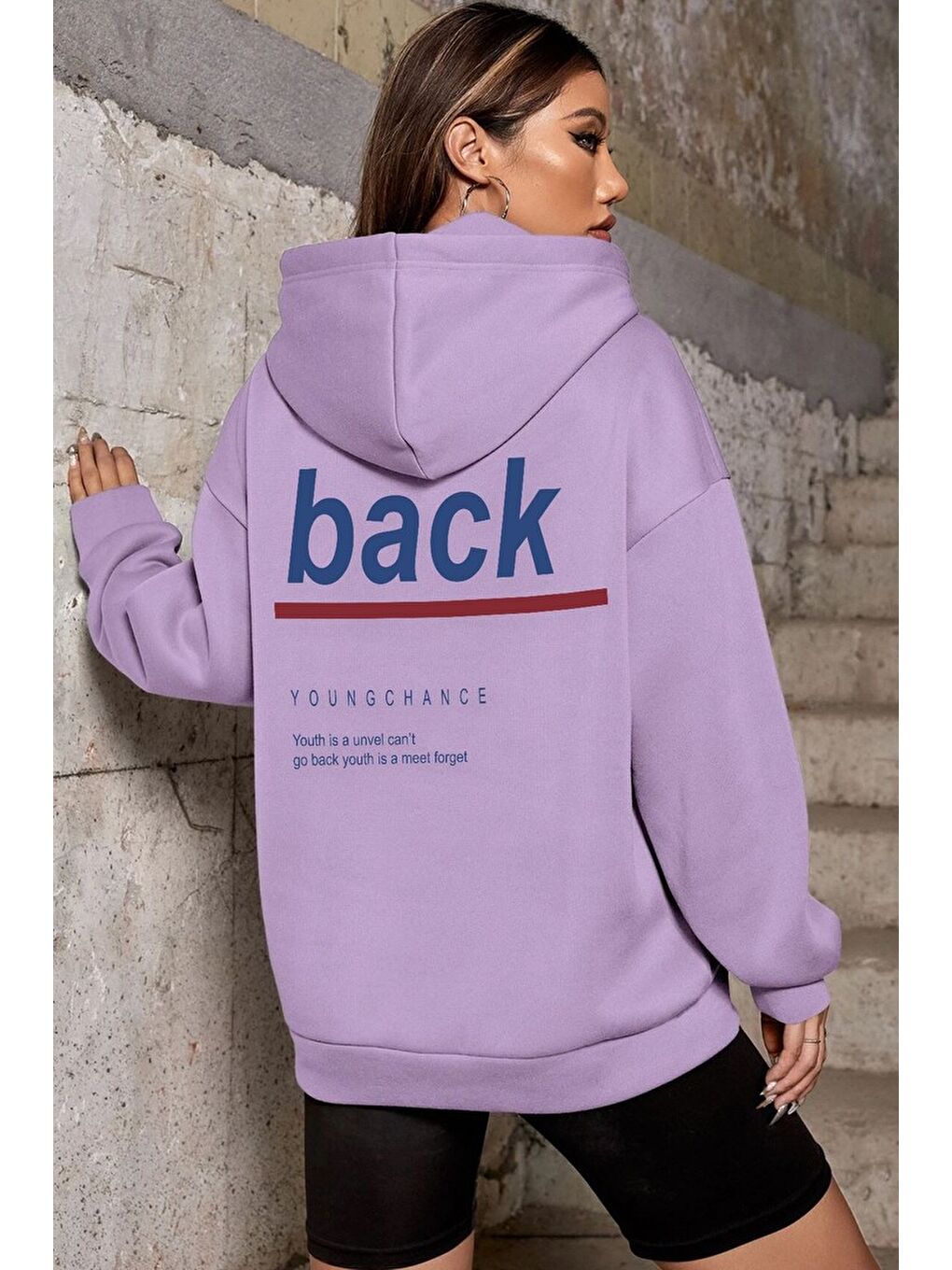 uyguntarz Lila Unisex Back Sırt Baskılı Sweatshirt - 1