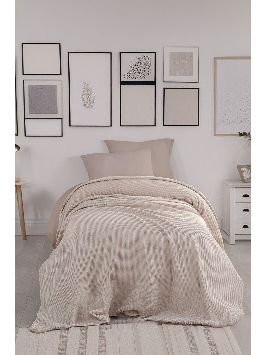 Bej Ecocel Pike Örtü Bebek 100x120cm Karde Vizon Gri