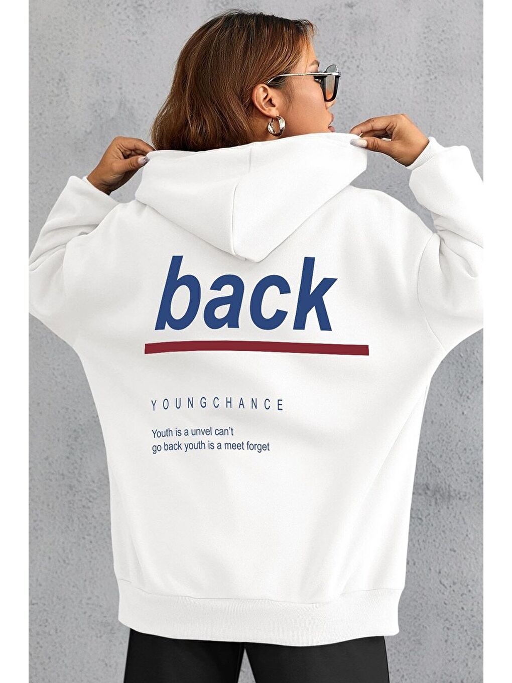 uyguntarz Beyaz Unisex Back Sırt Baskılı Sweatshirt