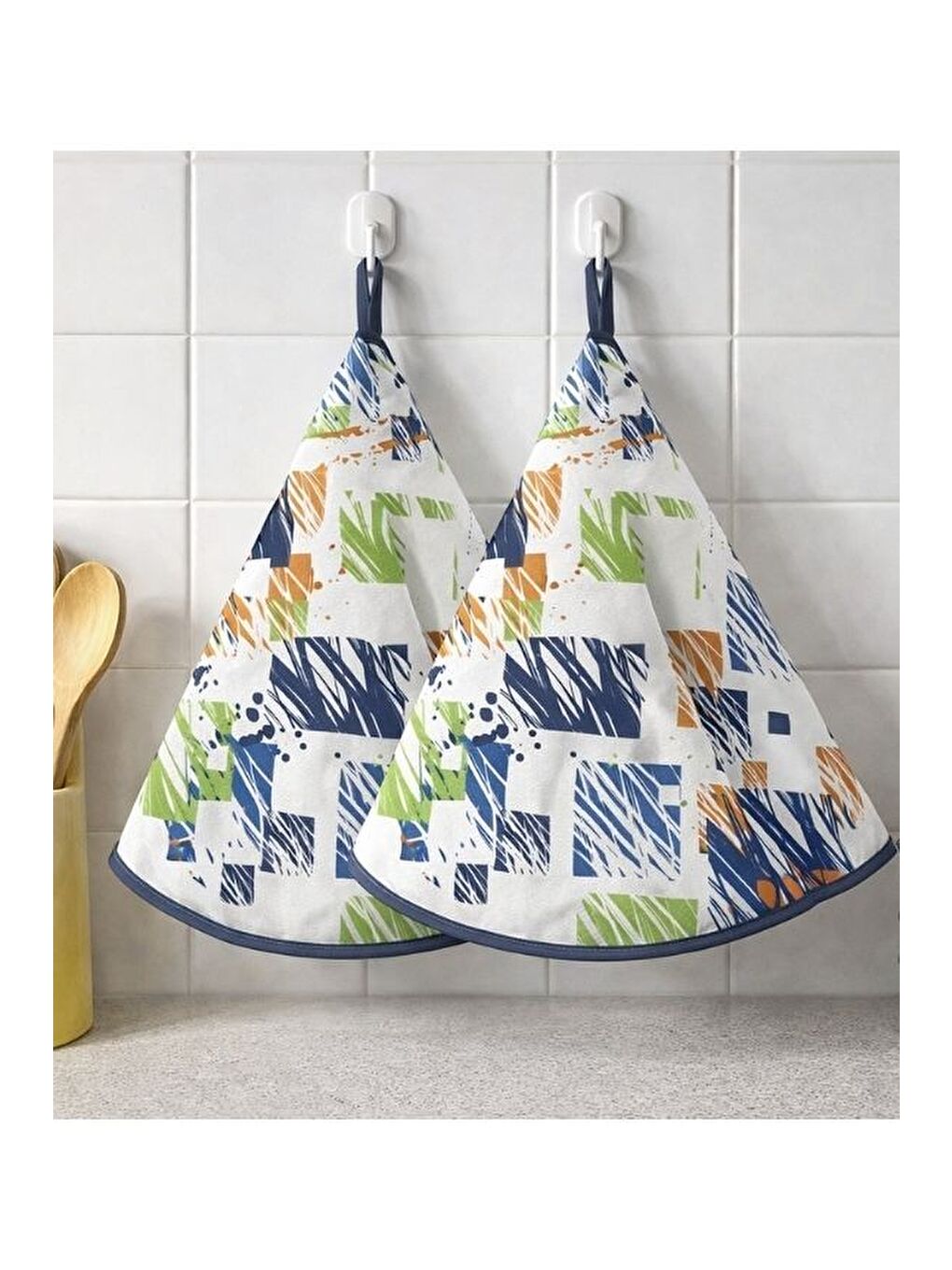 Lacivert Yuvarlak Mutfak Kurulama Bezi – Askılı, Çok Amaçlı 70 Cm