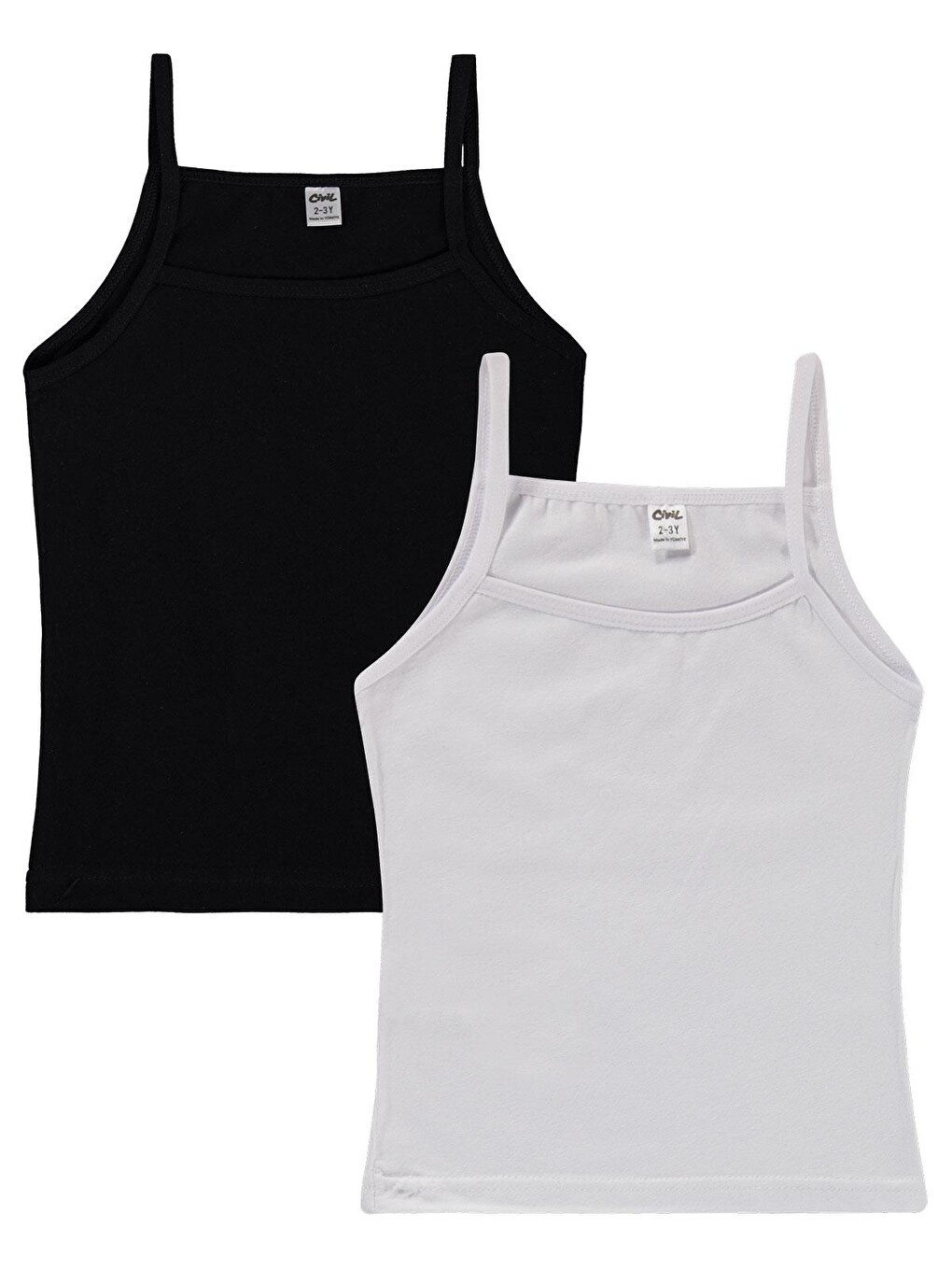 Girls Siyah-beyaz Basic 2-12 Yaş Kız Çocuk 2'li Atlet - Standart