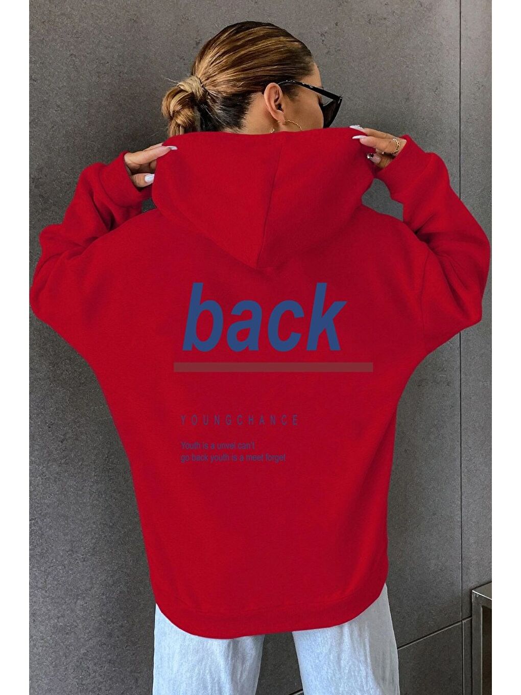 uyguntarz Kırmızı Unisex Back Sırt Baskılı Sweatshirt - 1