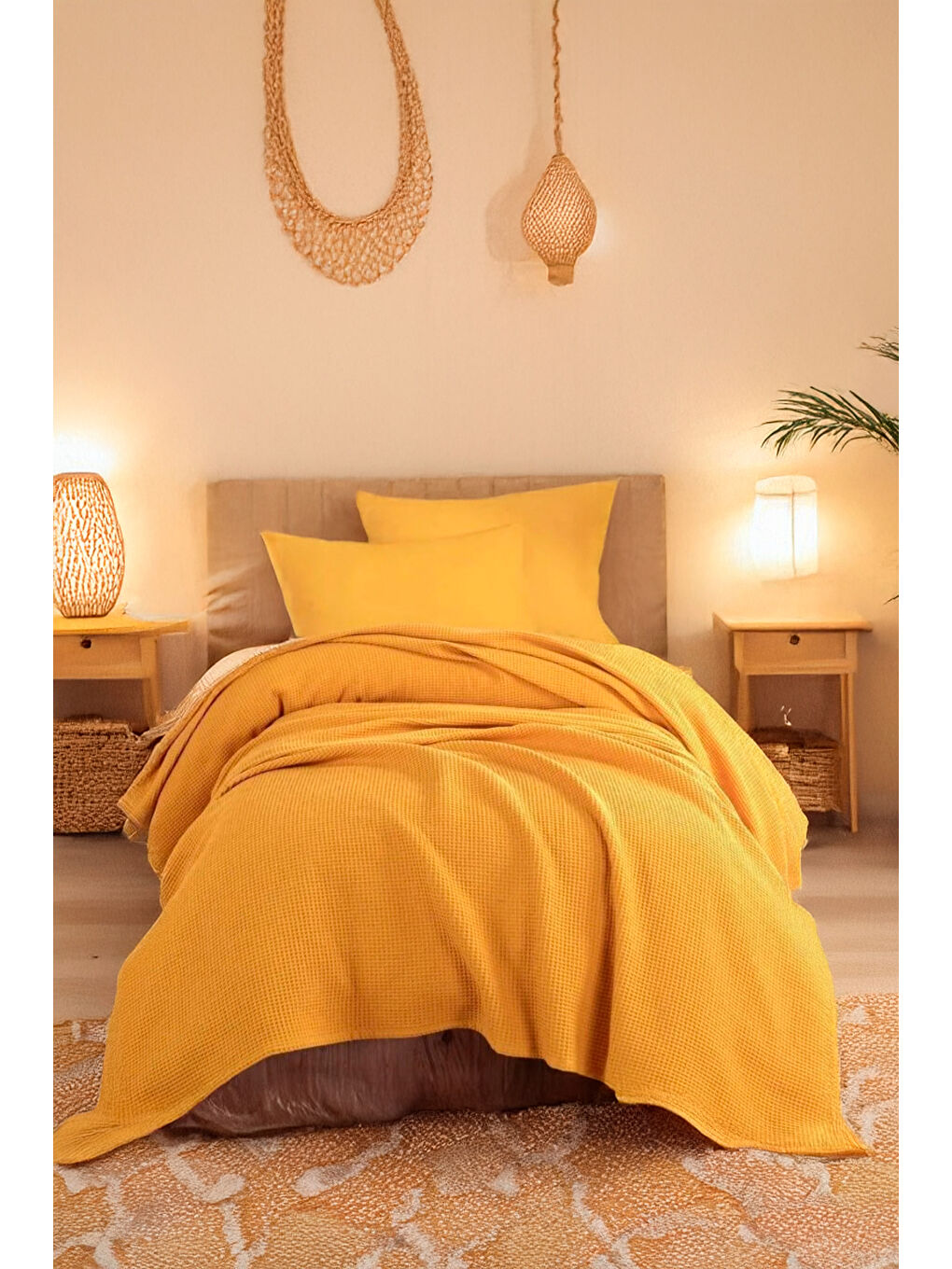 Sarı Ecocel Pike Örtü Bebek 100x120cm Karde Hardal