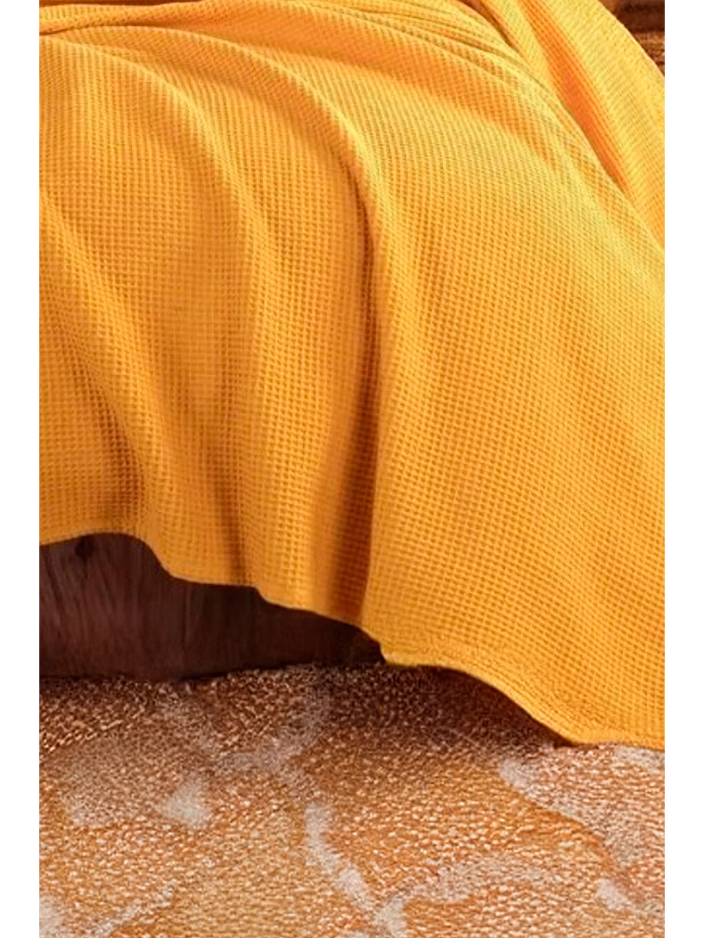Sarı Ecocel Pike Örtü Bebek 100x120cm Karde Hardal-1