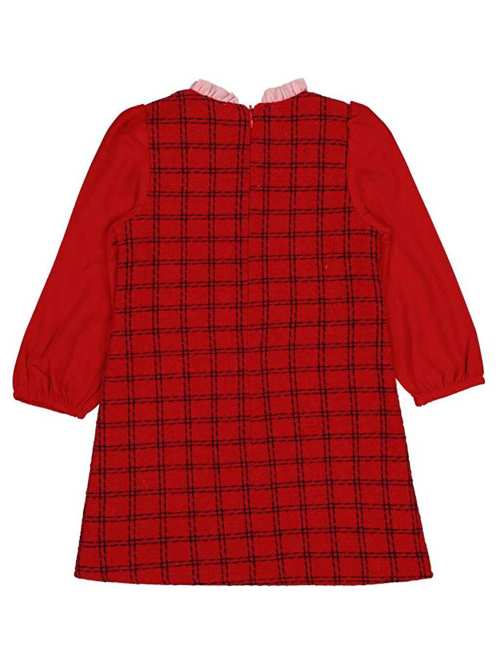 Kırmızı Girls Yakası Fırfırlı 2-5 Yaş Elbise-1