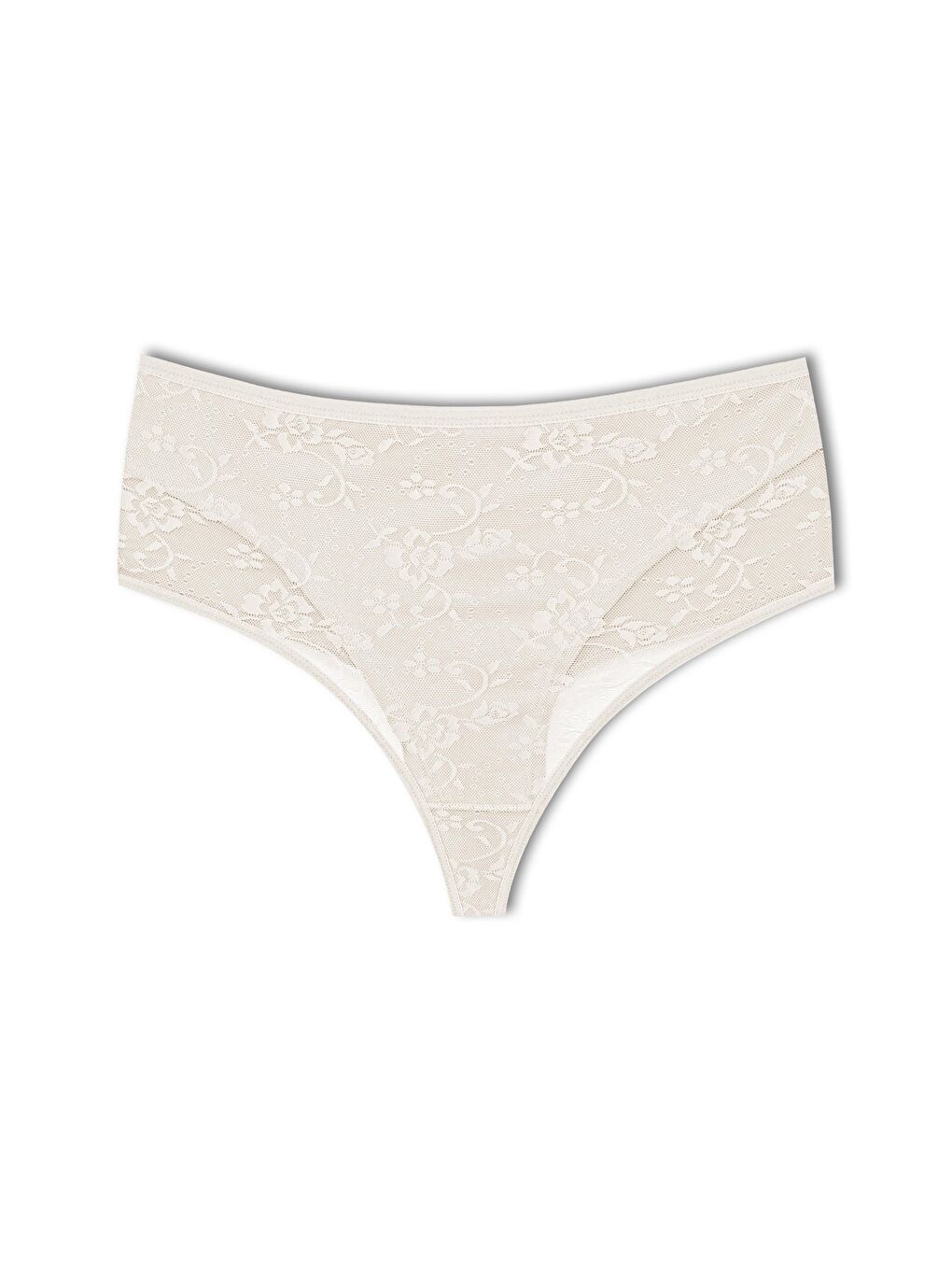 Beyaz Pamuklu Önü Çift Kat Lez Dantel Yüksek Bel Tanga Kadın Külot 5'Li-2