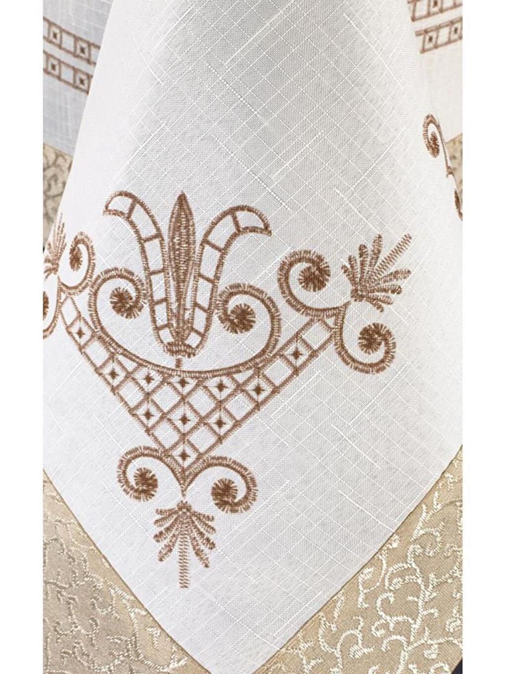 Sarı Lale Baskılı Dikdörtgen Masa Örtüsü Gold 160x260 Cm-5