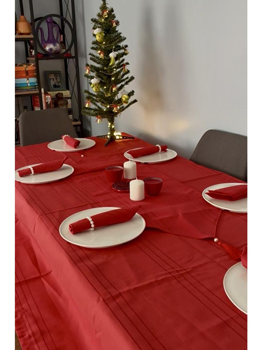 Colber 26 Parça Masa Örtüsü Takımı Kırmızı-4
