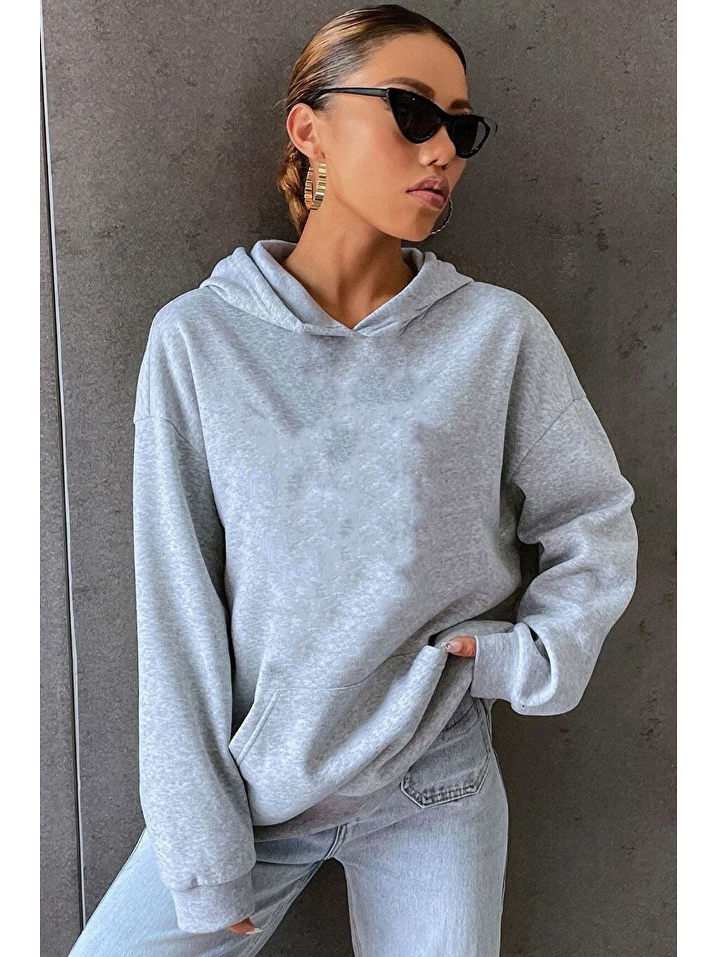 uyguntarz Gri Unisex Ramen Baskılı Sweatshirt - 1