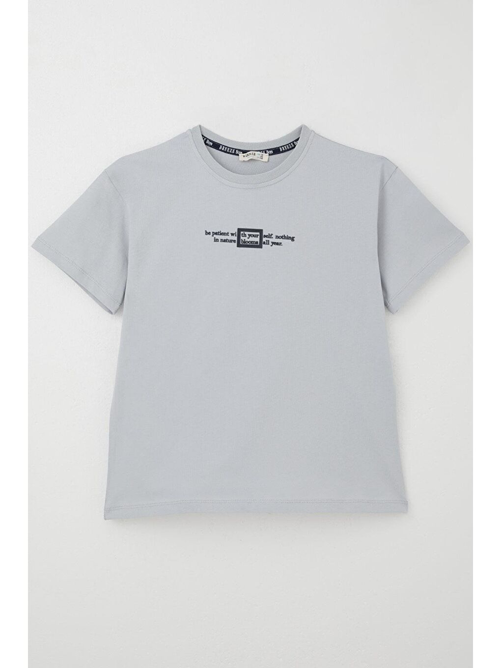 Erkek Çocuk Tişört Kabartma Yazı Baskılı Gri (9-14 Yaş)