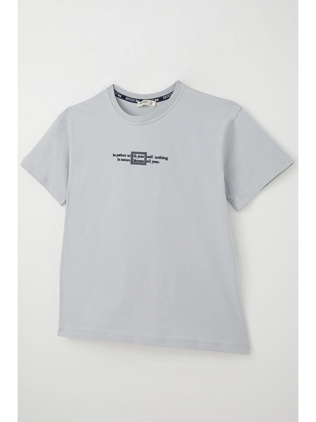 Erkek Çocuk Tişört Kabartma Yazı Baskılı Gri (9-14 Yaş)-2