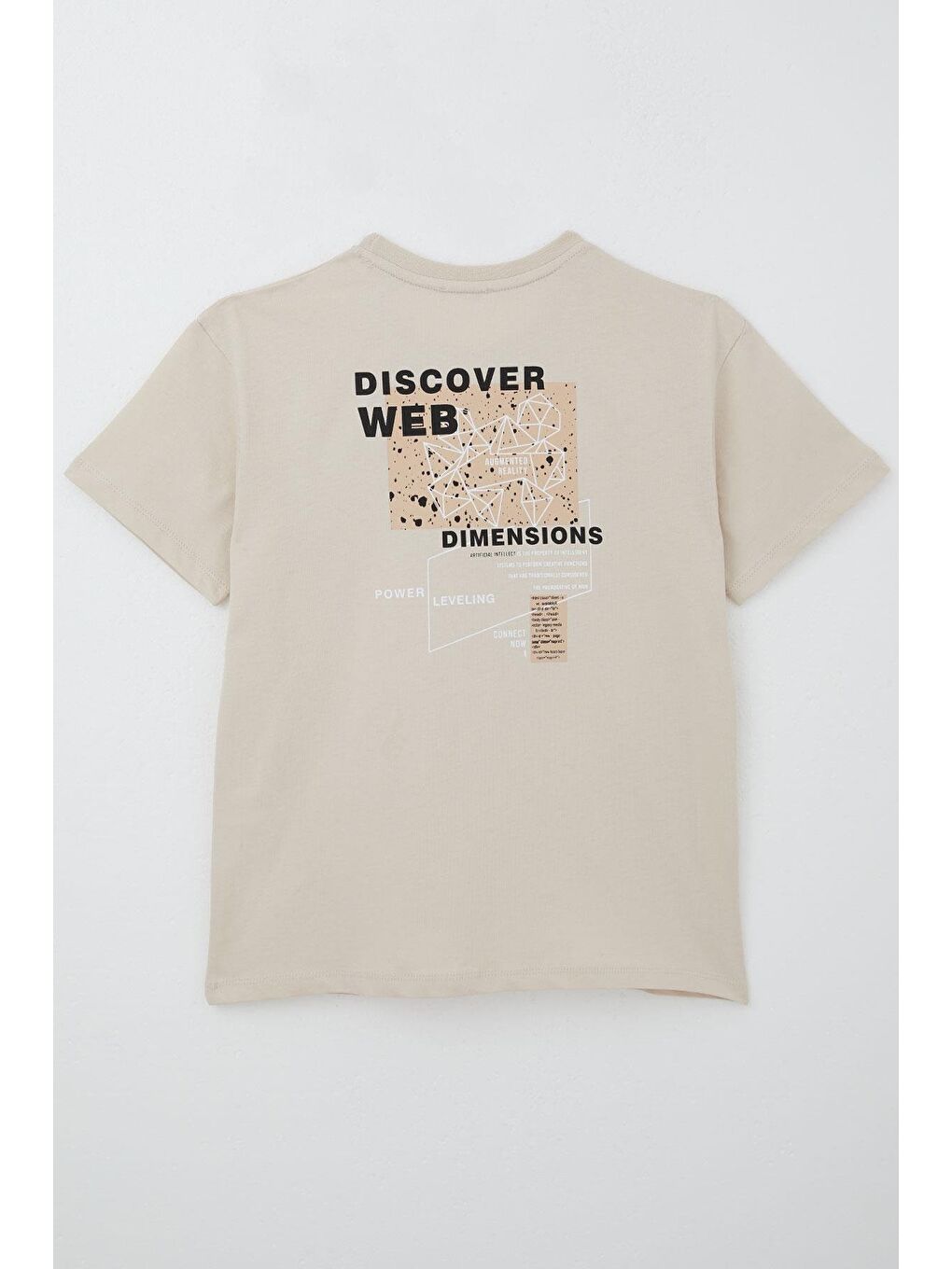 Erkek Çocuk Tişört Webi Keşfet Temalı Bej (9-12 Yaş)-1
