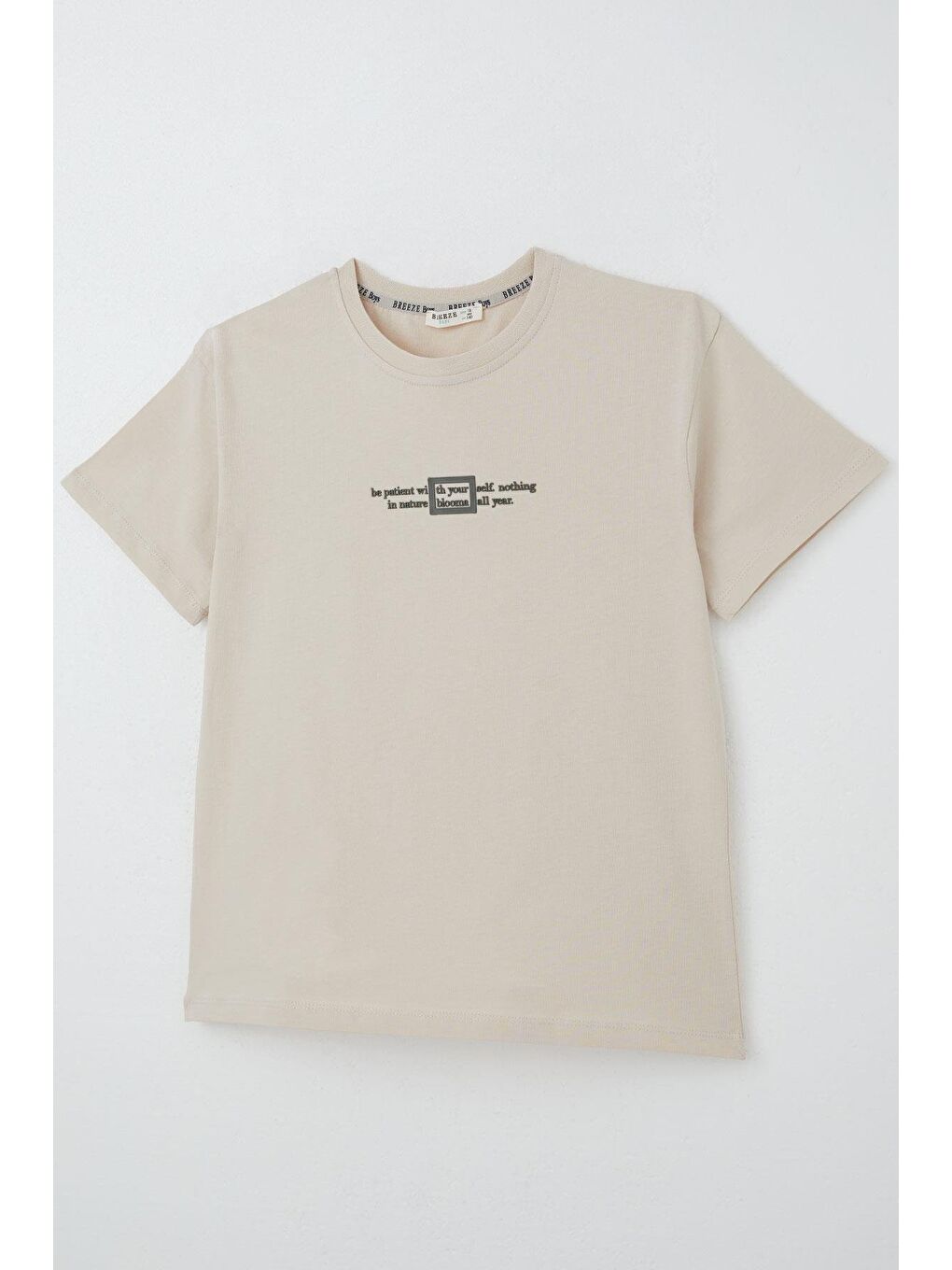 Erkek Çocuk Tişört Kabartma Yazı Baskılı Bej (9-14 Yaş)-2