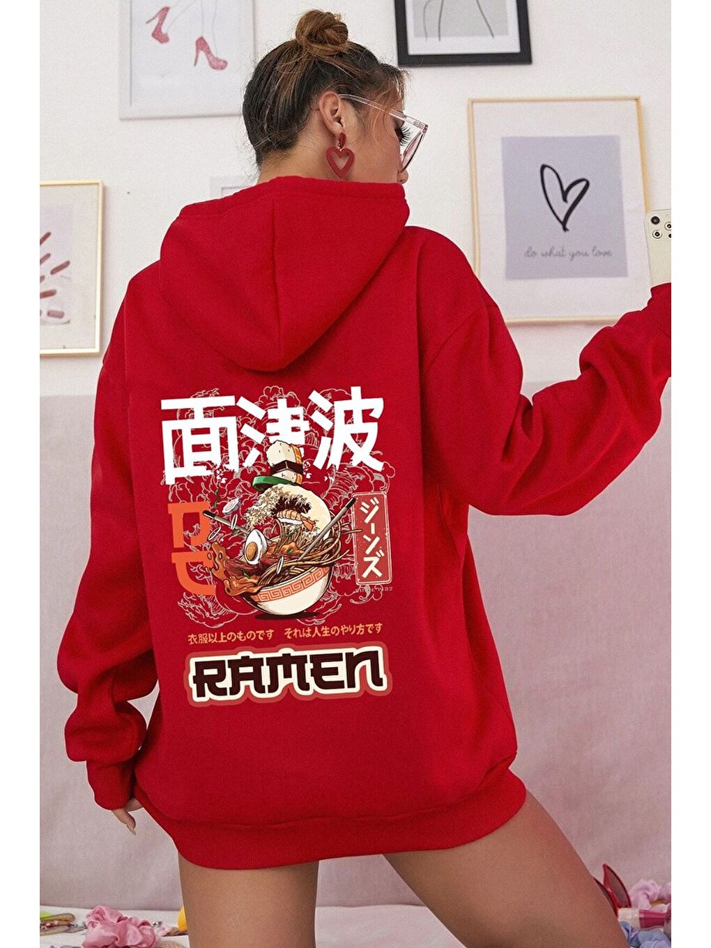 uyguntarz Kırmızı Unisex Ramen Baskılı Sweatshirt