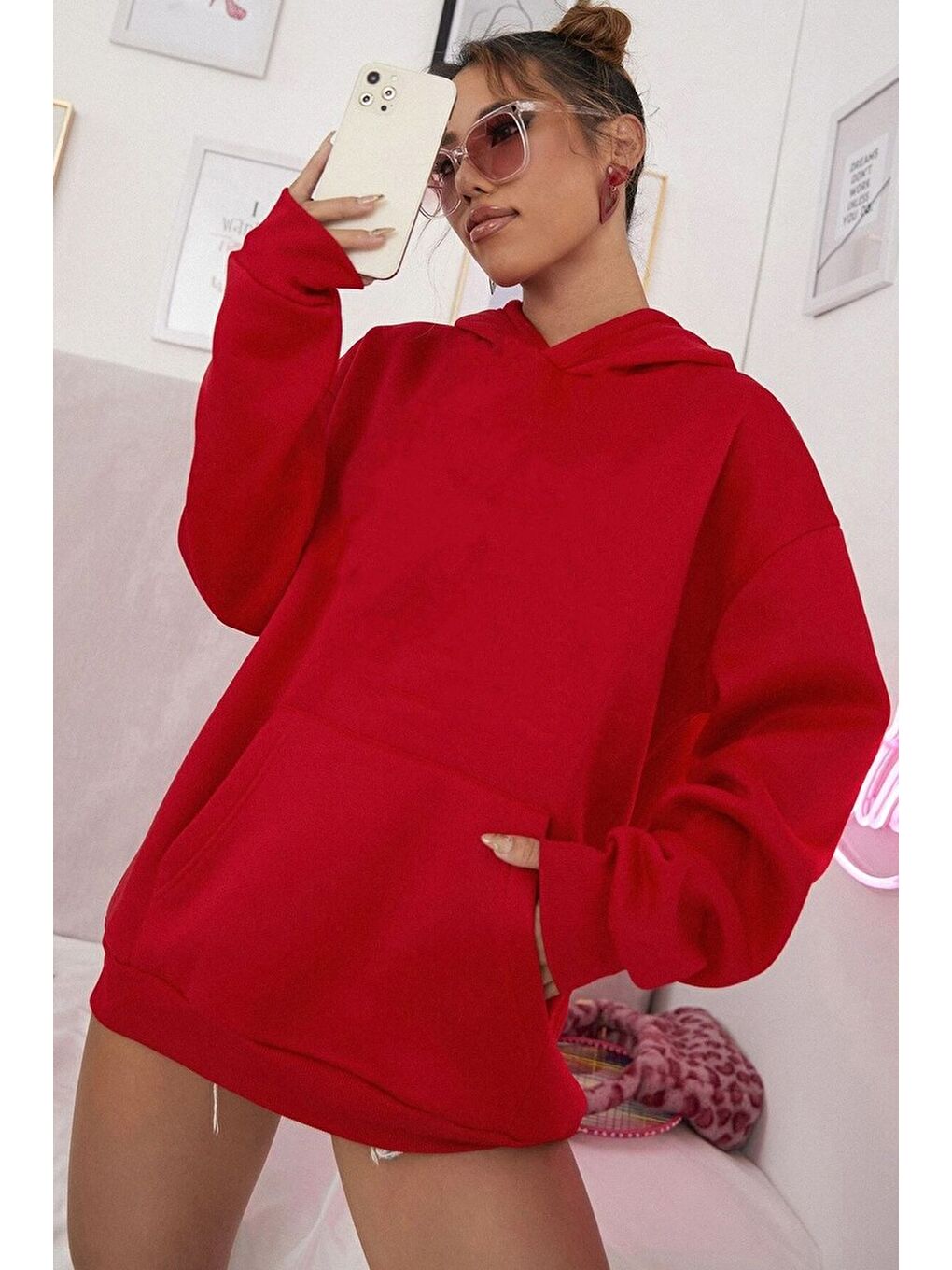 uyguntarz Kırmızı Unisex Ramen Baskılı Sweatshirt - 1