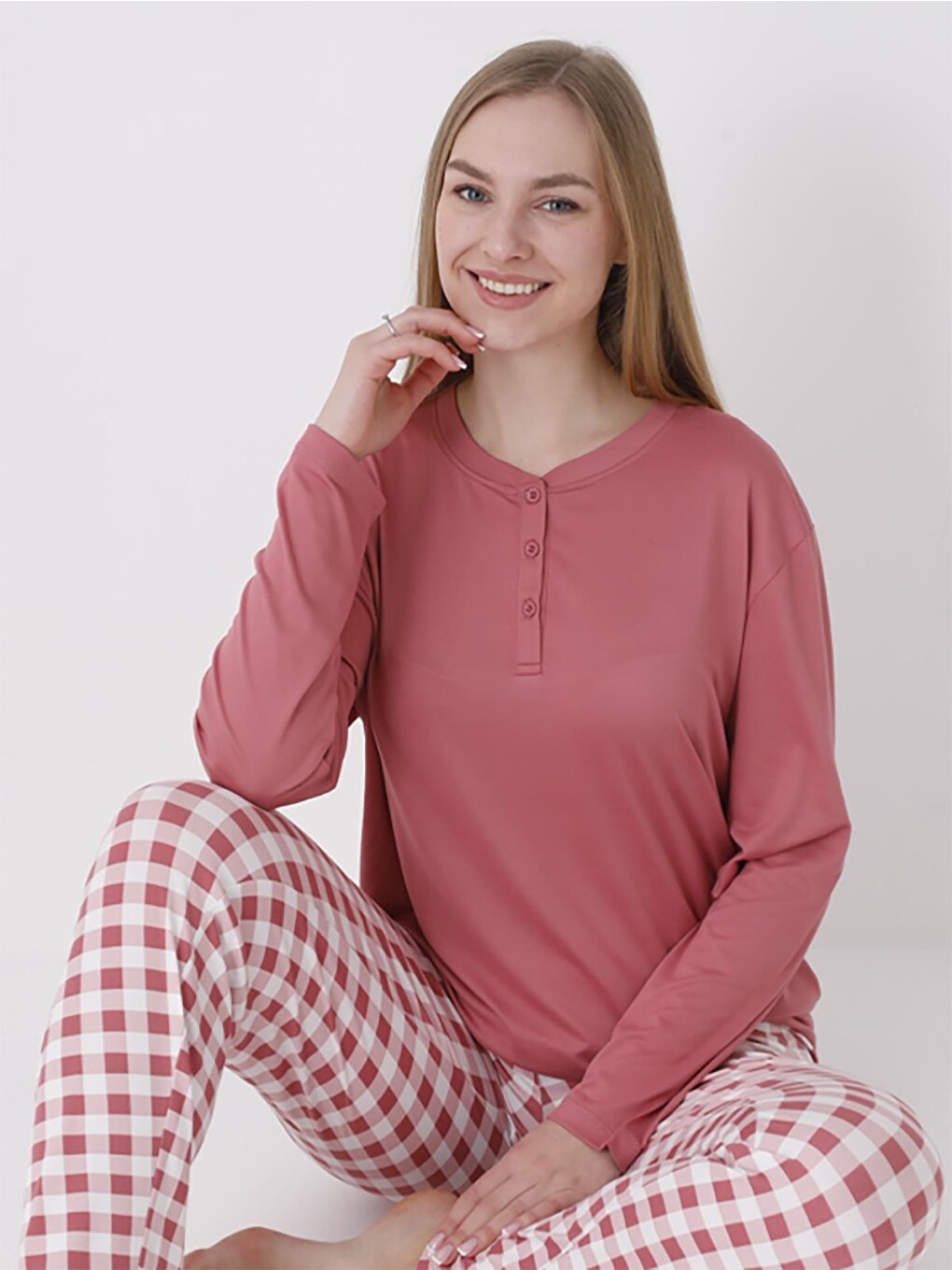 Kahverengi Dofi Kadın Patlı S-xl Pijama Takımı - Turuncu-1