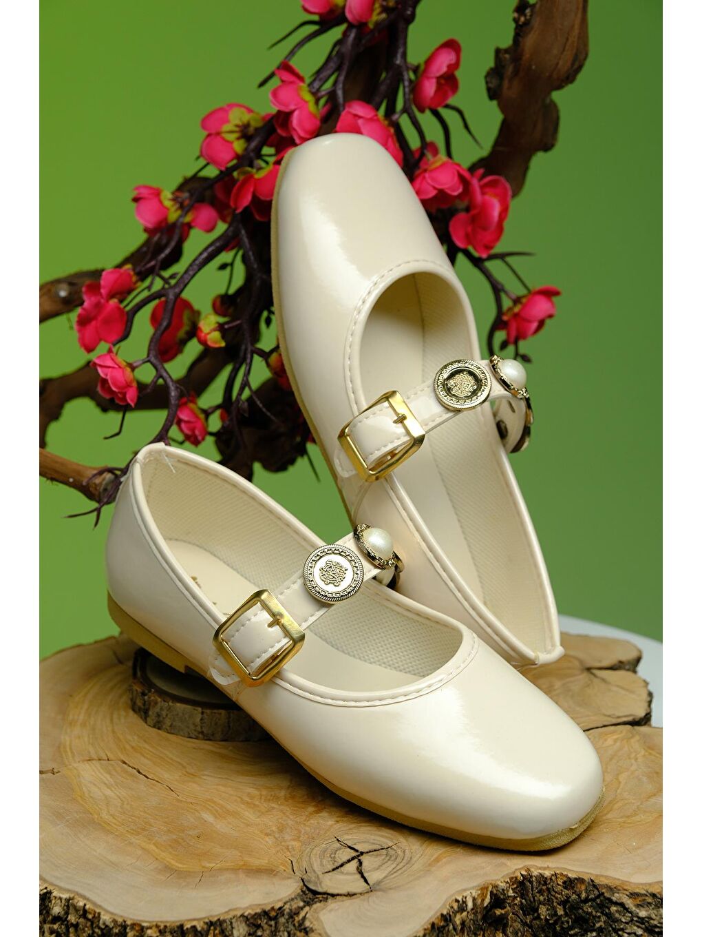 Ekru Wens Hafif Ses Yapmaz Toka Detaylı Günlük Ev Ofis Kadın Babet-2