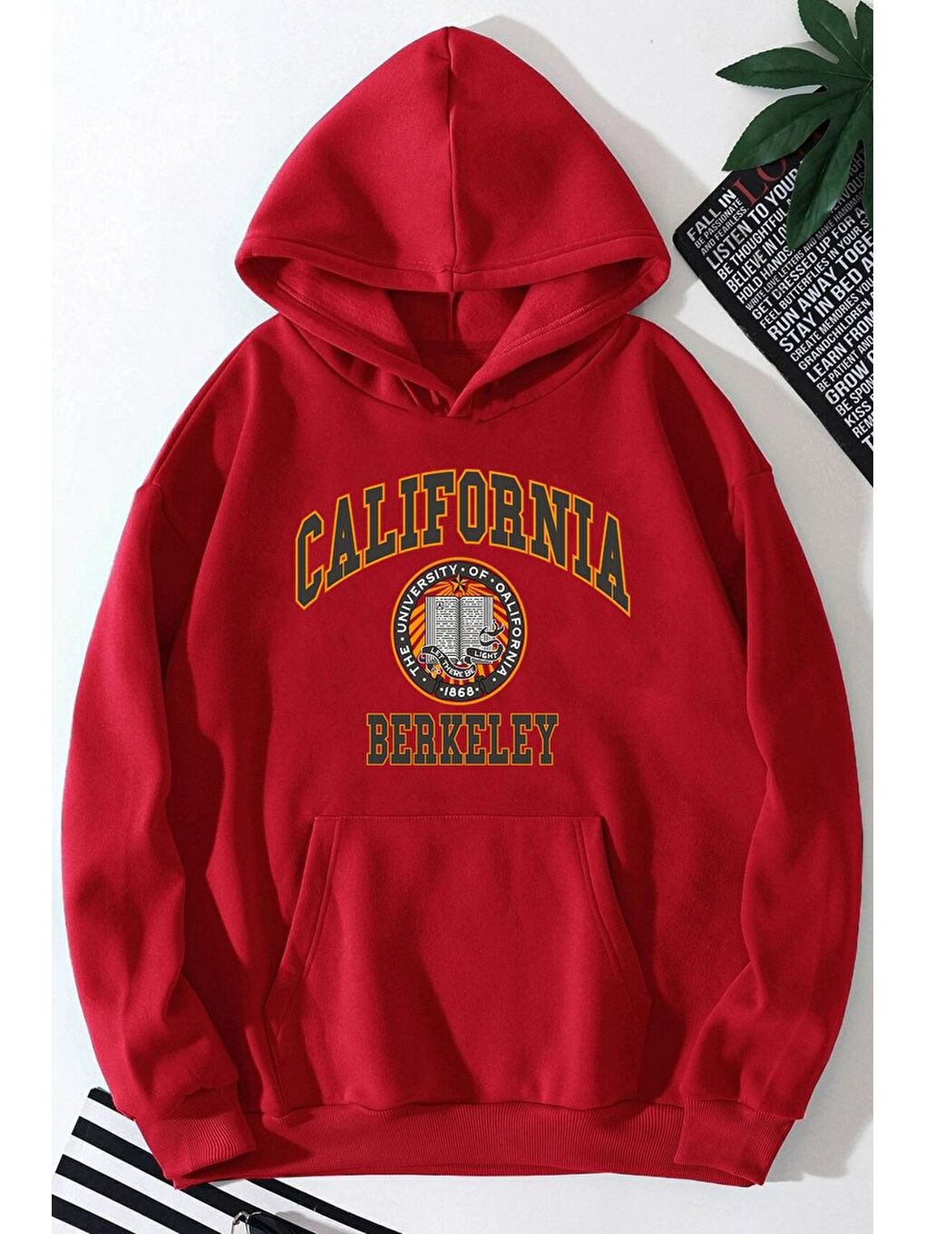 uyguntarz Kırmızı Unisex California Baskılı Sweatshirt