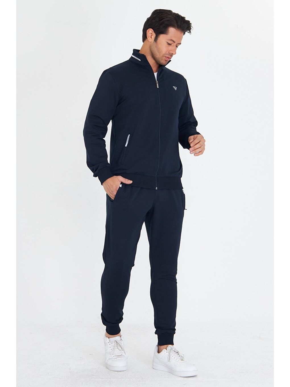 Erkek Pamuklu Dik Yakalı Eşofman Takımı Lacivert 5749-L-1
