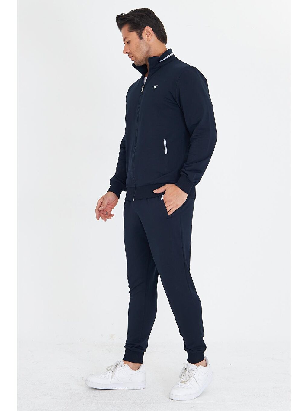 Erkek Pamuklu Dik Yakalı Eşofman Takımı Lacivert 5749-L-2