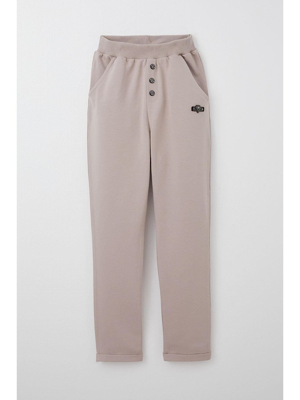 Bej Erkek Çocuk Alt Armalı Düğme Aksesuarlı Cepli Vizon (4-7 Yaş)