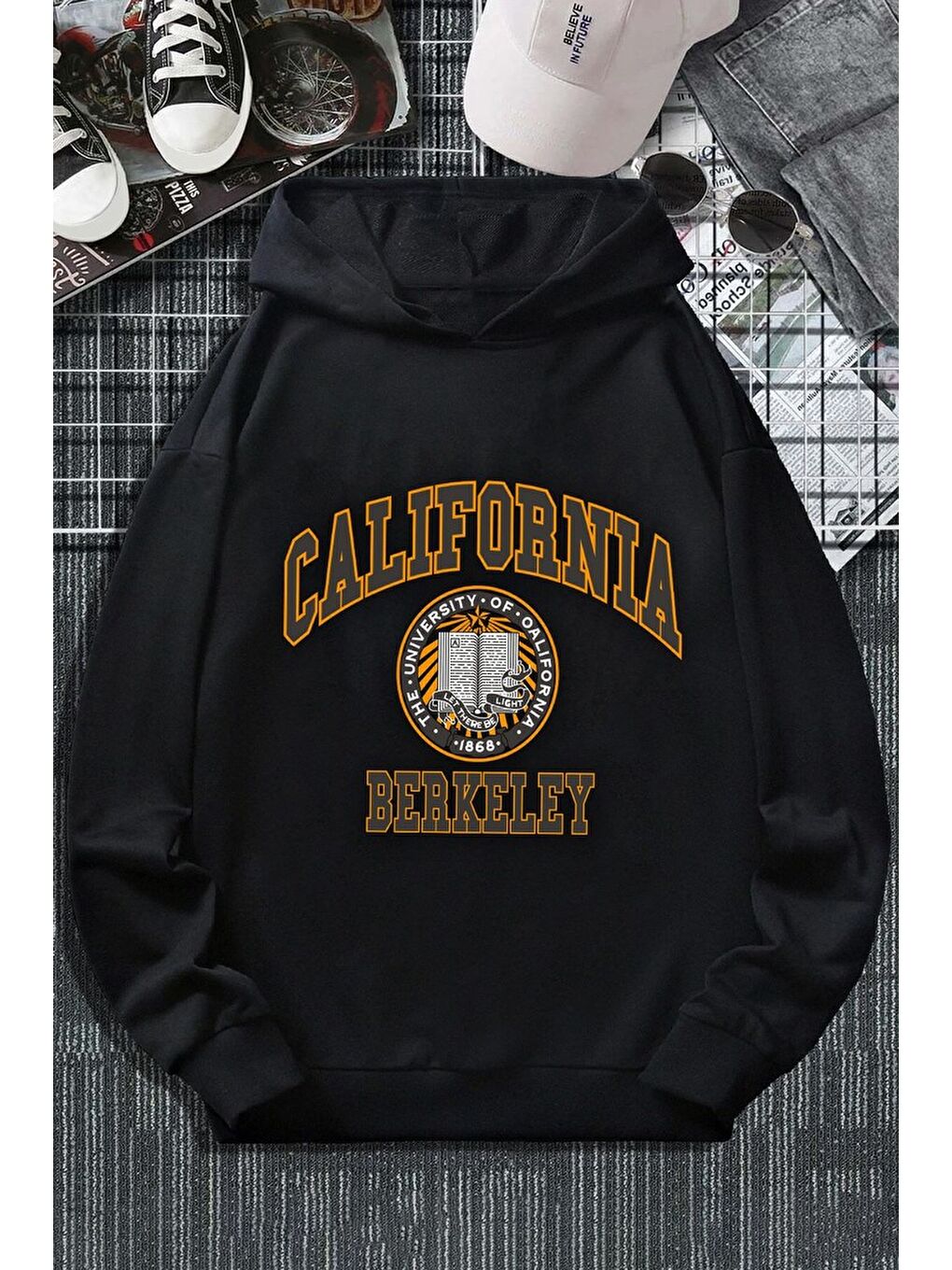 uyguntarz Siyah Unisex California Baskılı Sweatshirt