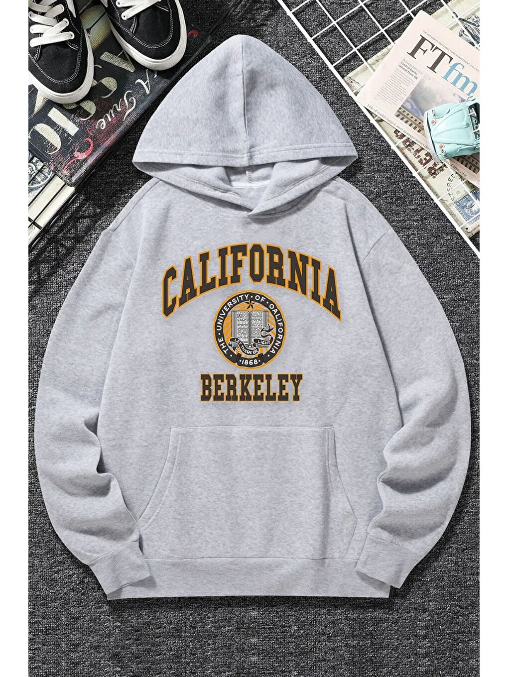 uyguntarz Gri Unisex California Baskılı Sweatshirt