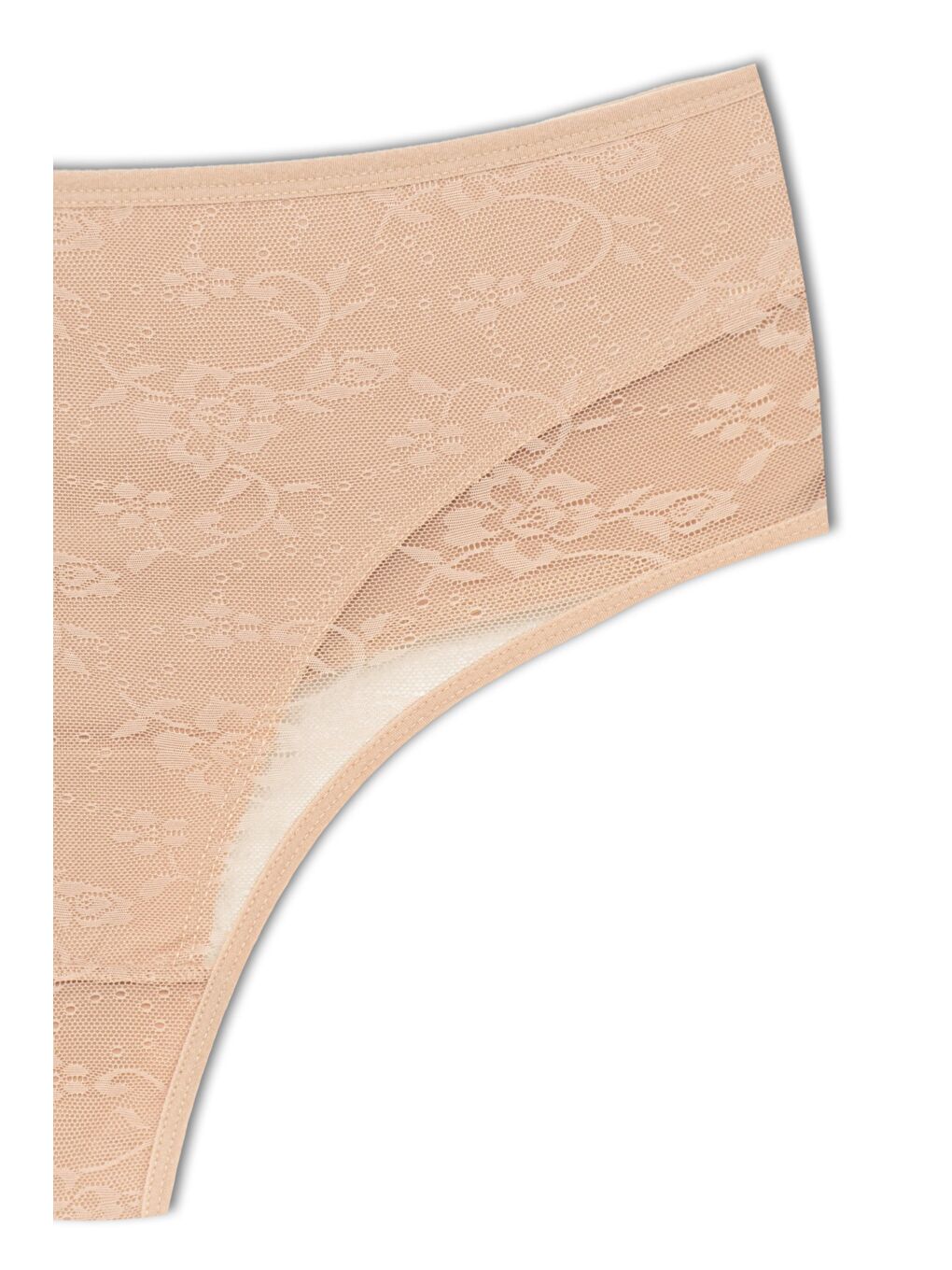 Beyaz Pamuklu Önü Çift Kat Lez Dantel Yüksek Bel Tanga Kadın Külot 5'Li-8