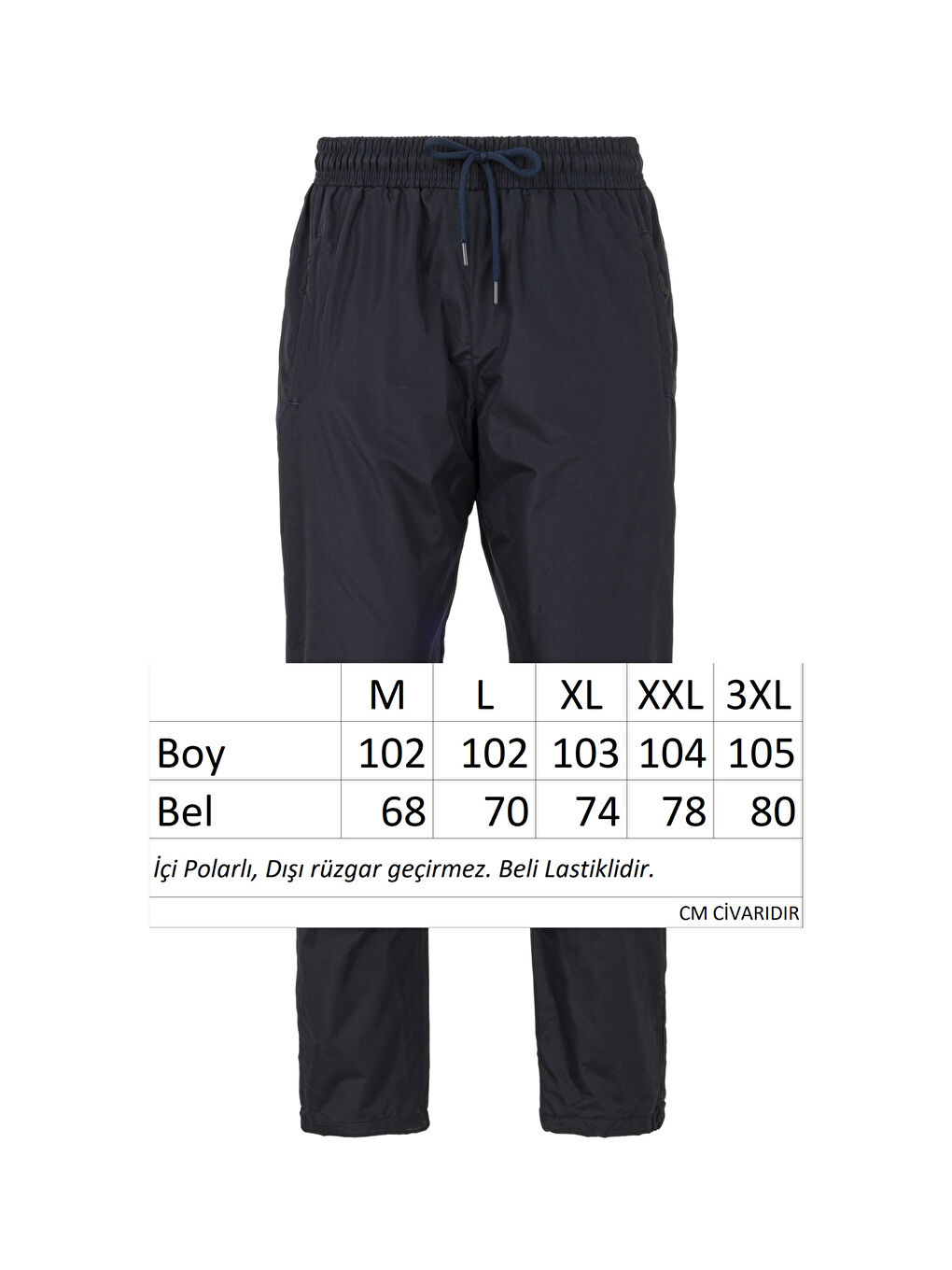 Outdoor İçi Polarlı Paraşüt Kar Erkek Pantolonu REA-01 Lacivert-3