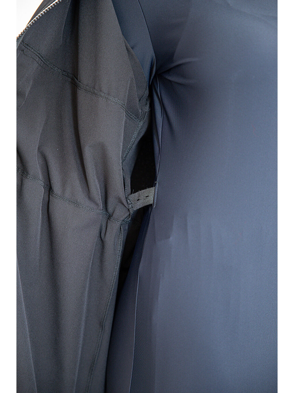 UV Korumalı Spor Elastan Bilek Geçirme Detay Yelekli Tam Kapalı Tesettür Mayo 1233 Siyah03-3