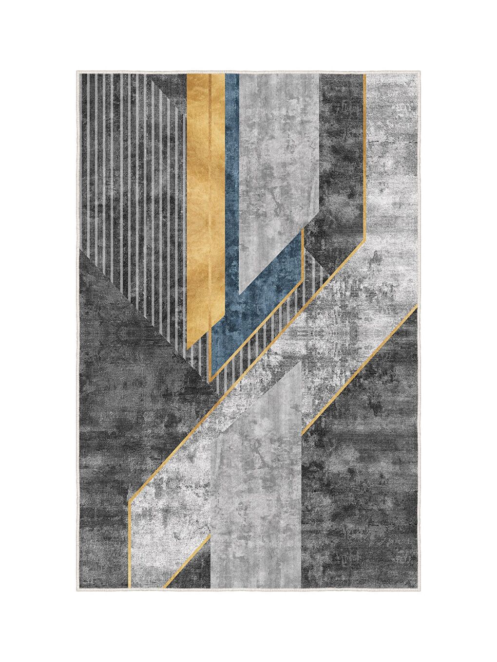 Gri Özel Tasarım, Kaymaz Taban, İnce, Yıkanabilir, Modern Halı WOOKECE1505 180x280-3