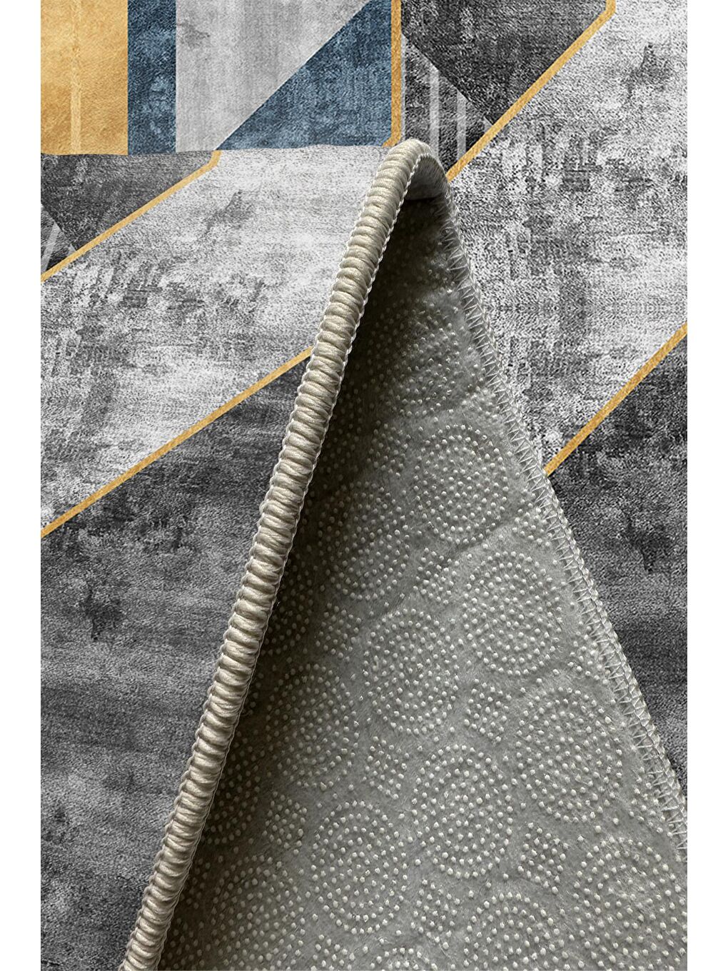 Gri Özel Tasarım, Kaymaz Taban, İnce, Yıkanabilir, Modern Halı WOOKECE1505 180x280-5