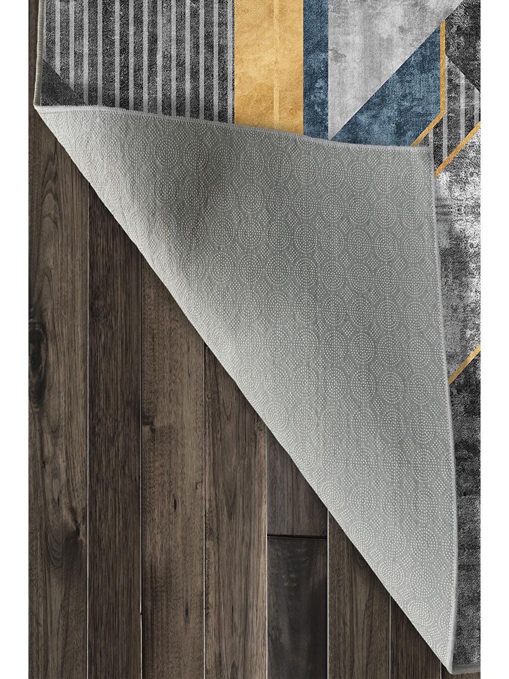 Gri Özel Tasarım, Kaymaz Taban, İnce, Yıkanabilir, Modern Halı WOOKECE1505 180x280-6