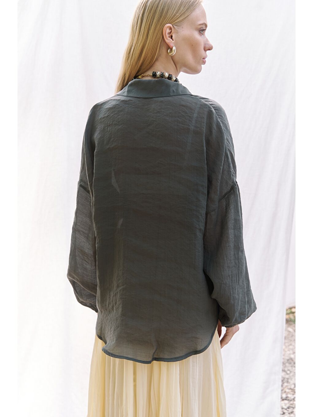Lyra Oversize Antrasit Gömlek-2