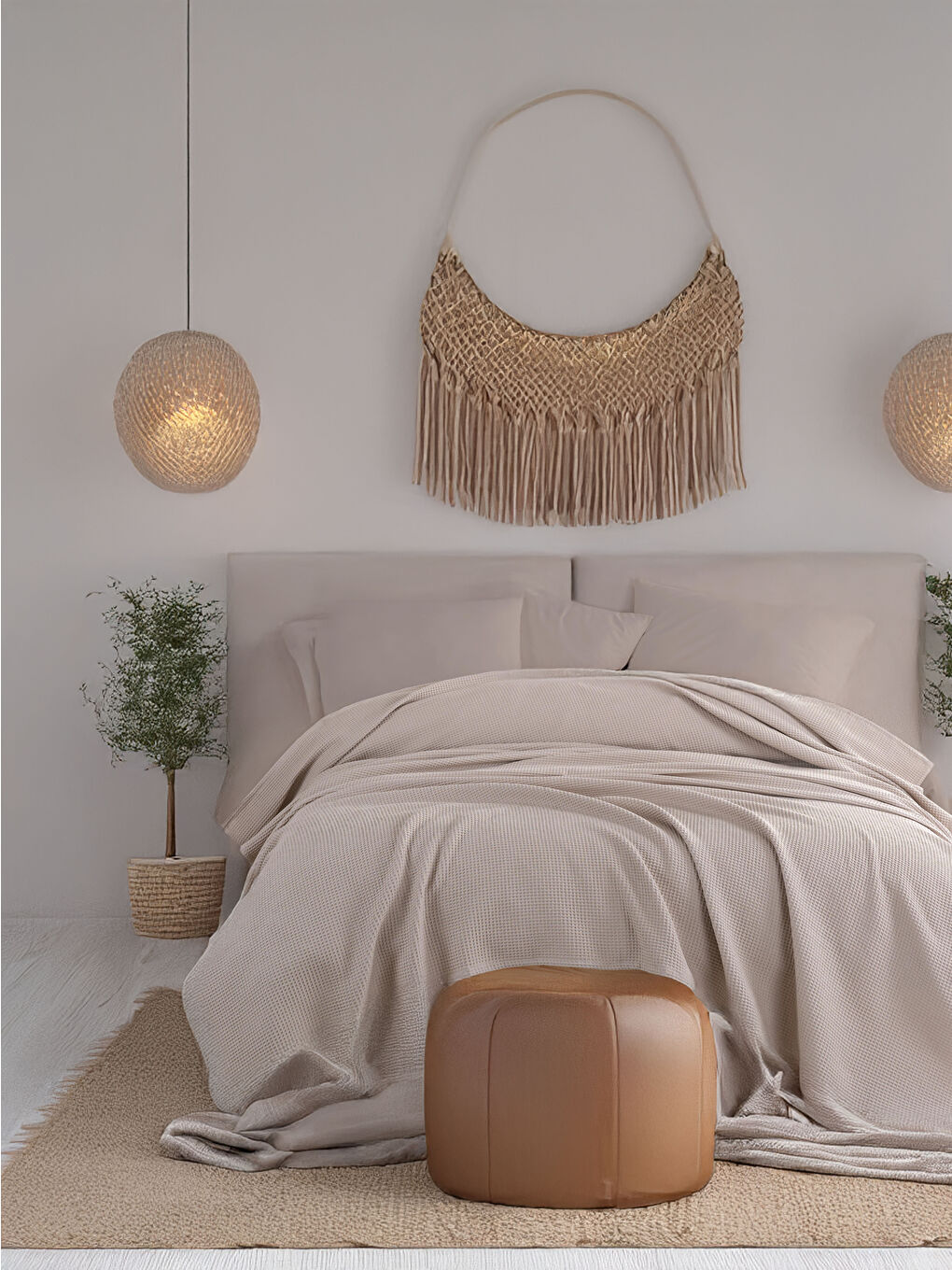 Bej Ecocel Pike Örtü Battal 220x230cm Karde Vizon Gri