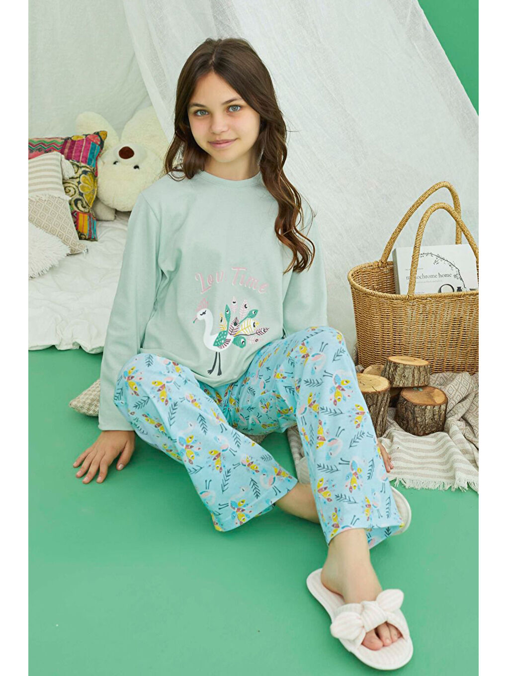 Remsa Yeşil Genç Kız Aydoğan Pamuklu Pijama Takımı 240769 Mint - 1