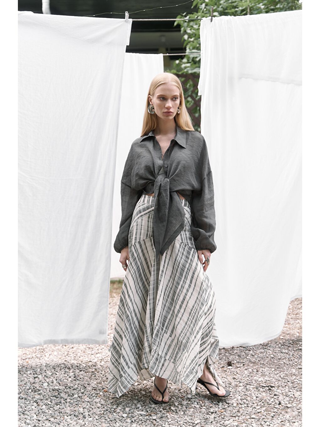 Lyra Oversize Antrasit Gömlek-3