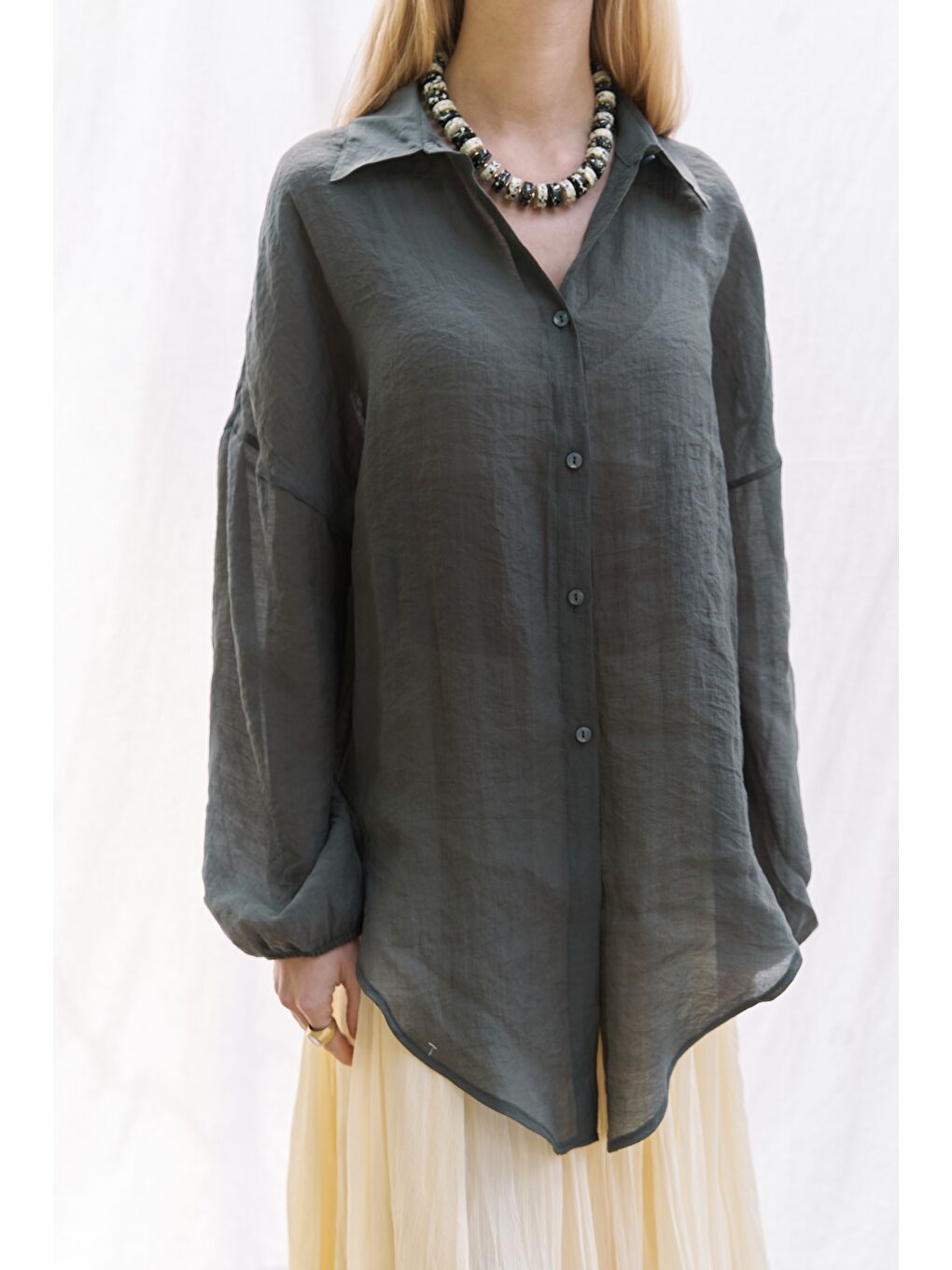 Lyra Oversize Antrasit Gömlek-4