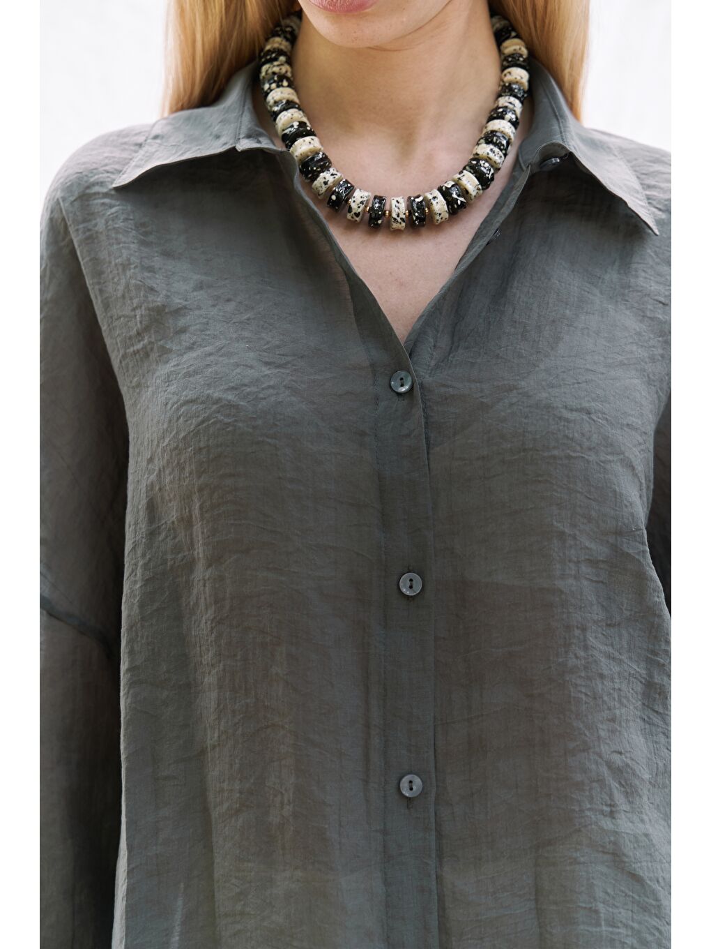 Lyra Oversize Antrasit Gömlek-5