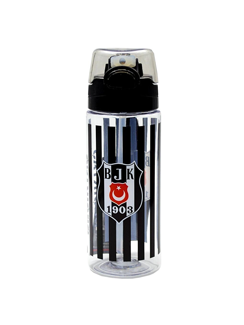 Beşiktaş Siyah Çubuk Desenli Plastik Matara 500 ml Siyah (24391)