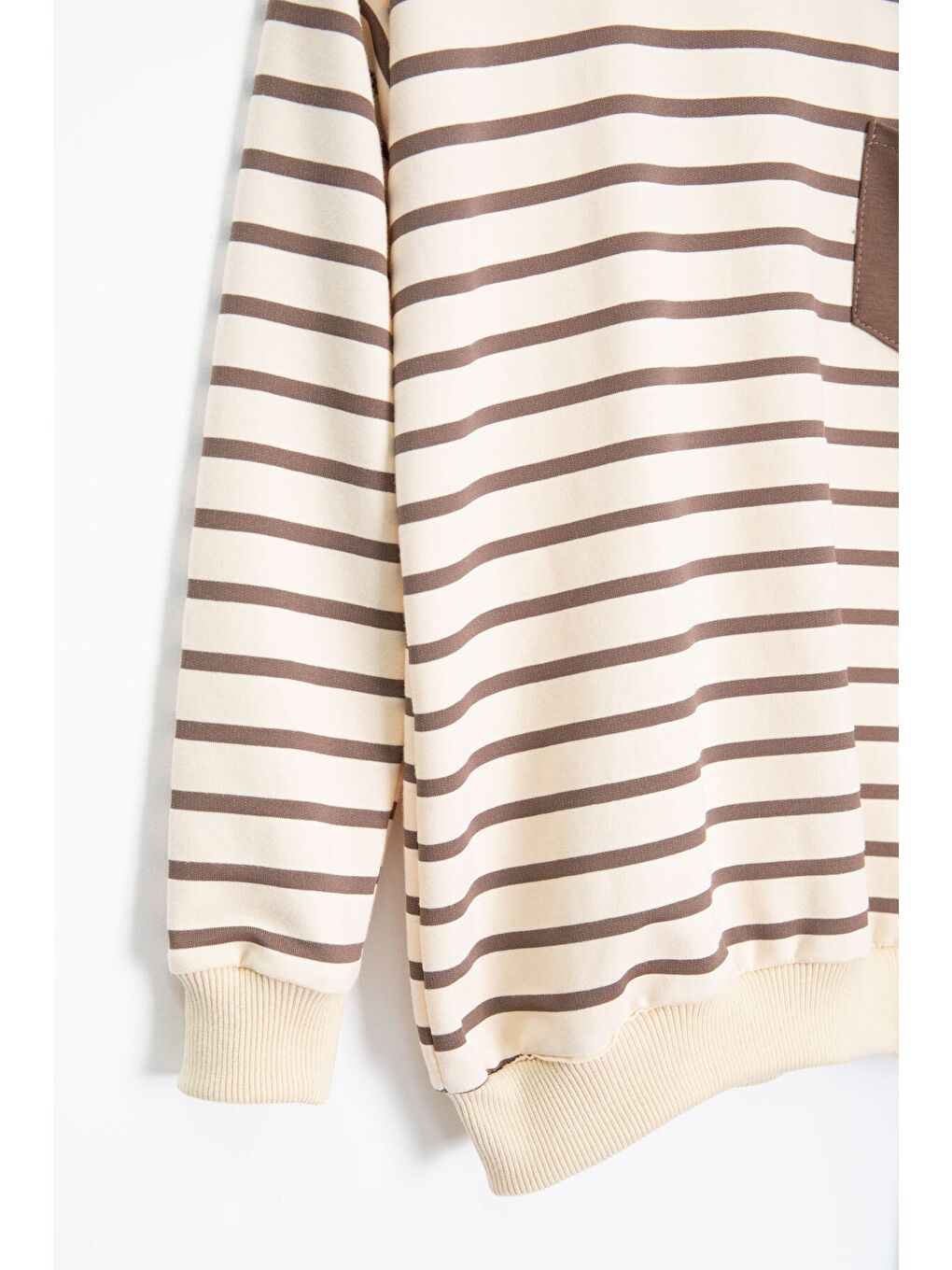 Kahverengi Çizgili Cep Detaylı Erkek Çocuk Eşofman Takımı 23342-2