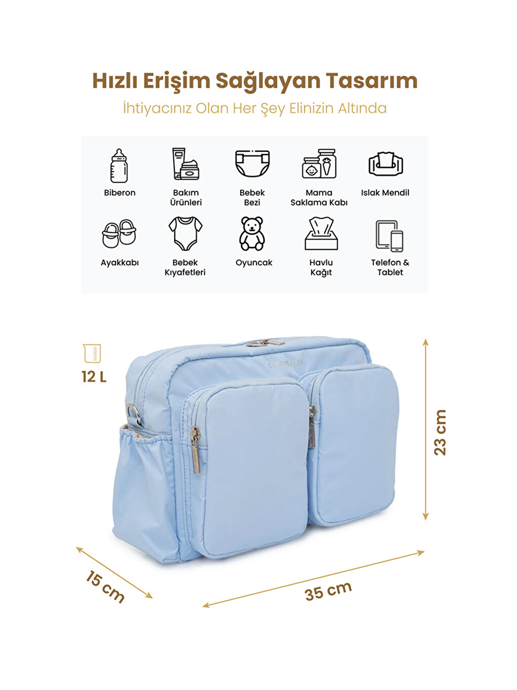 DuoPack Antibakteriyel Astarlı Çok Gözlü Anne Bebek Çantası-1