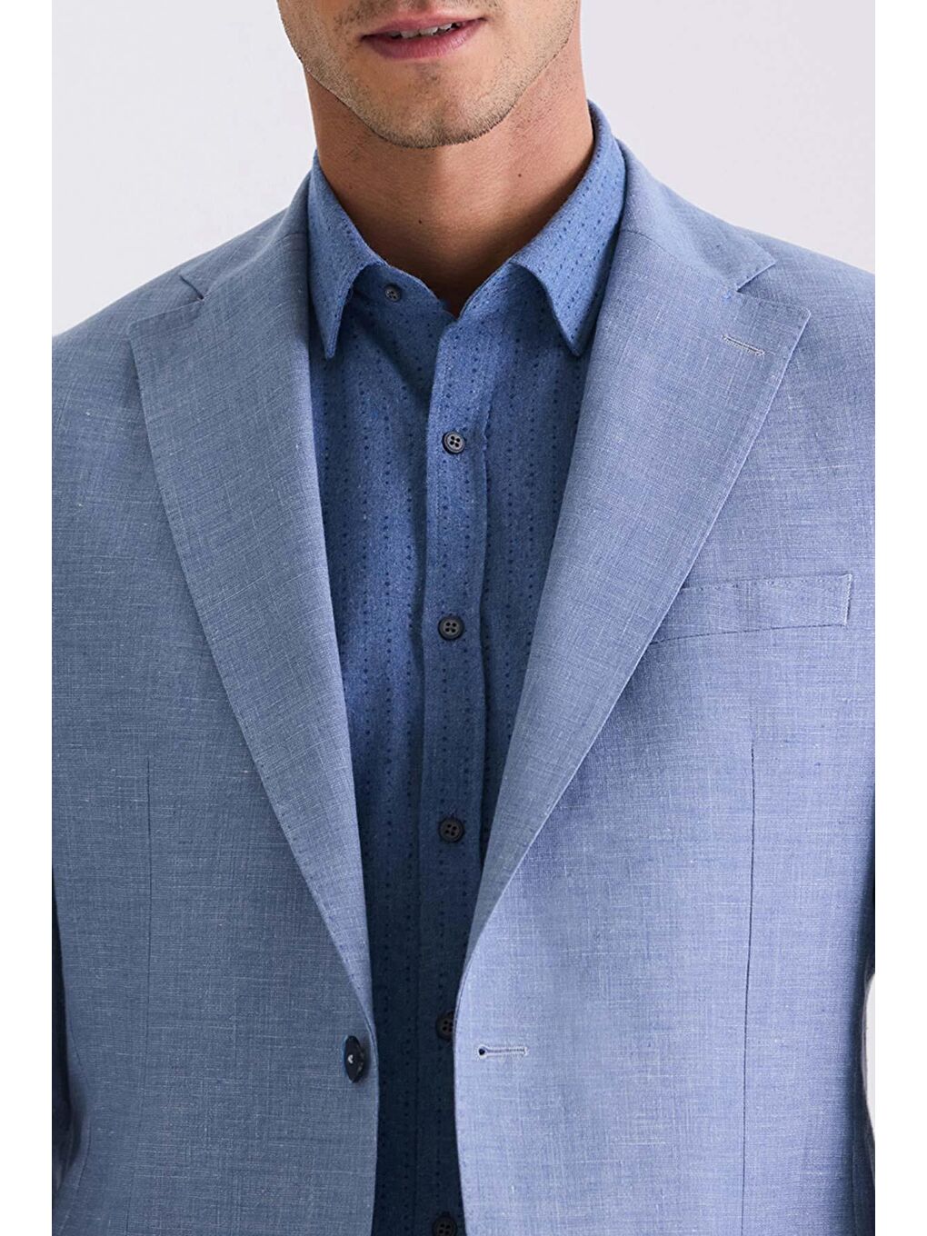 İndigo Slim Fit Mono Yaka Keten Spor Ceket-2