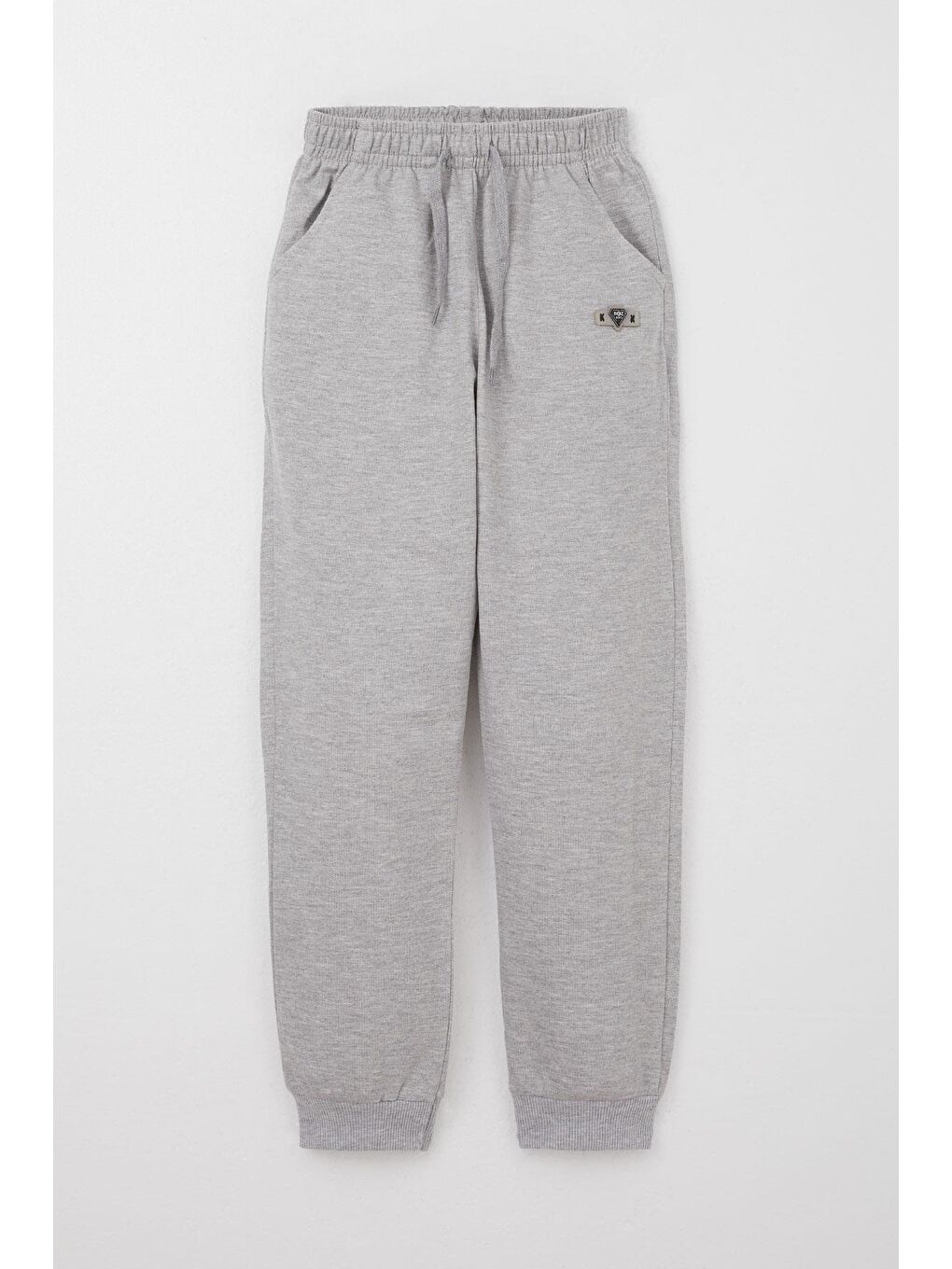 Erkek Çocuk Alt Cepli Bağcık Aksesuarlı Armalı Açık Gri Melanj (5-9 Yaş)